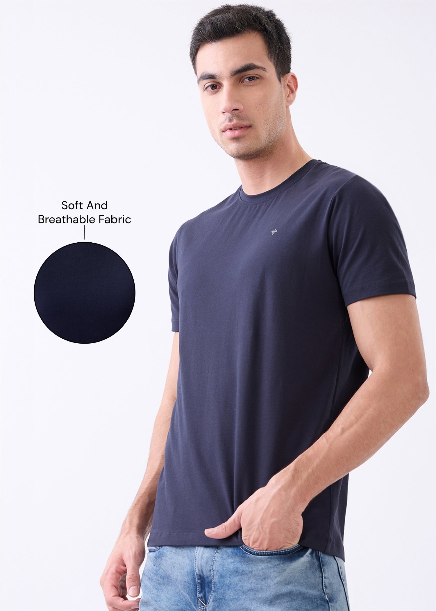 Arch Solid Half Sleeve T-Shirt: Navy