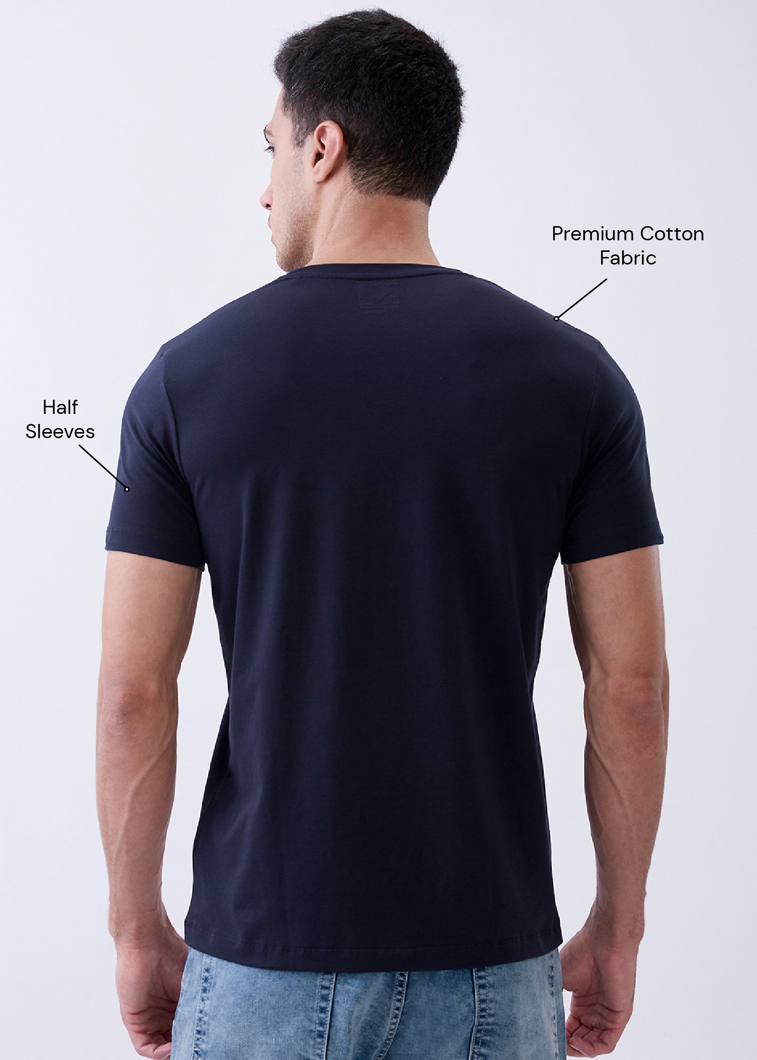 Arch Solid Half Sleeve T-Shirt: Navy