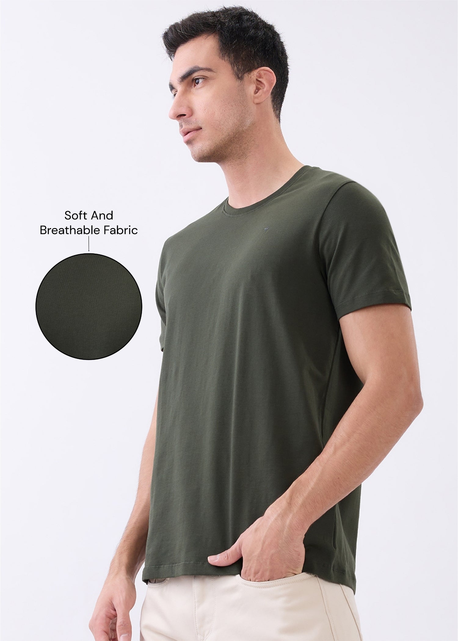 Arch Solid Half Sleeve T-Shirt: Olive