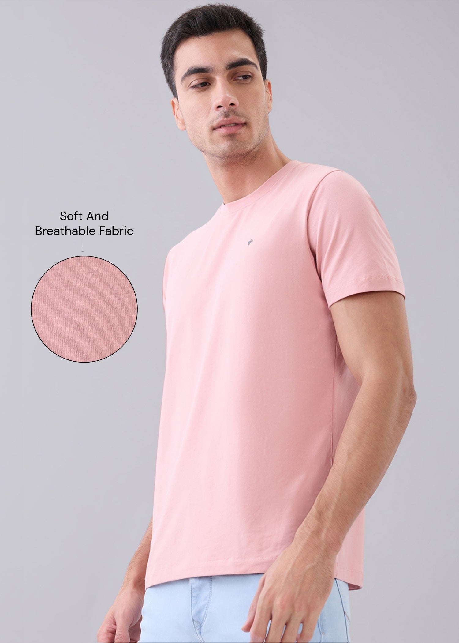 Arch Solid Half Sleeve T-Shirt: Peach