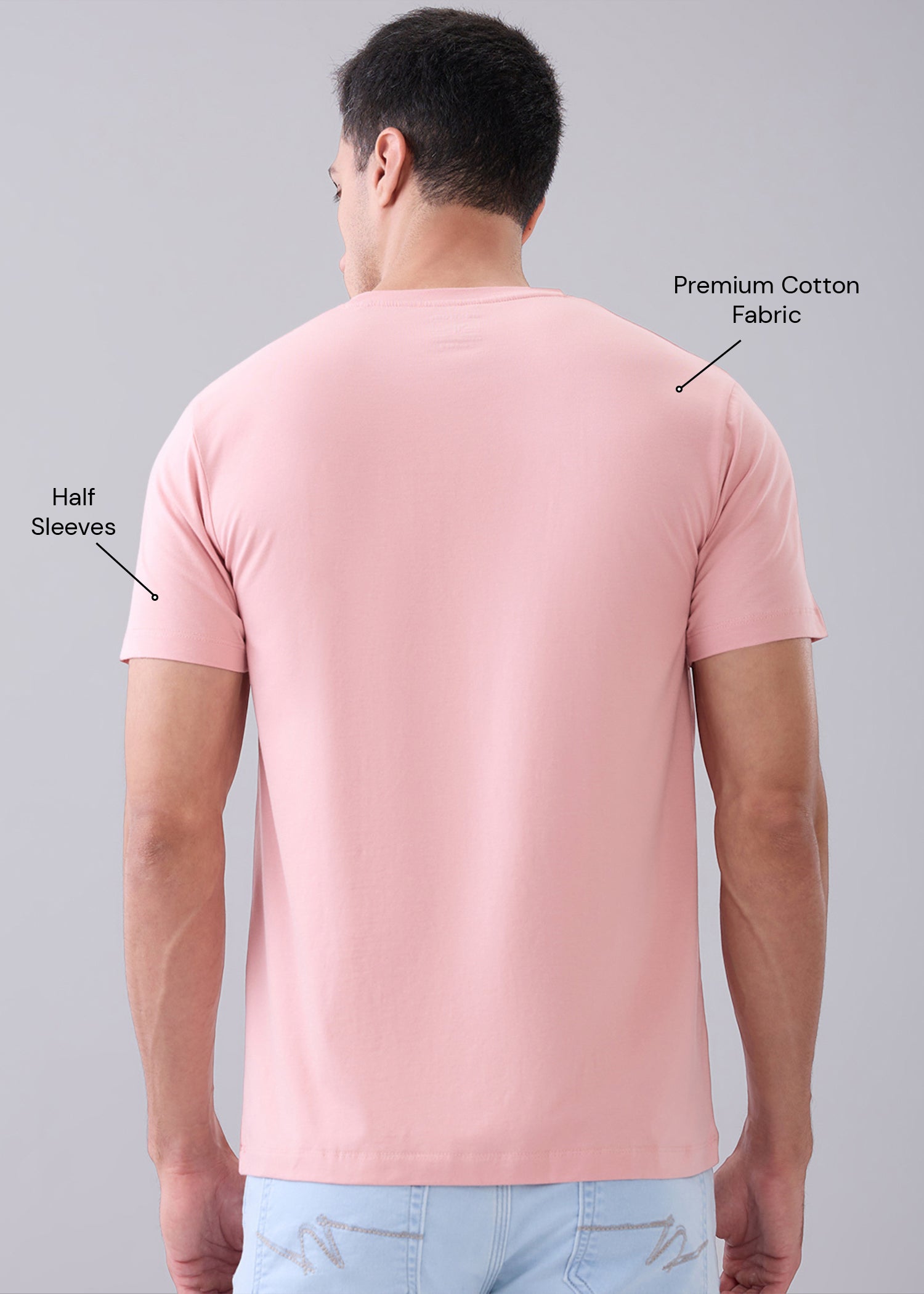 Arch Solid Half Sleeve T-Shirt: Peach