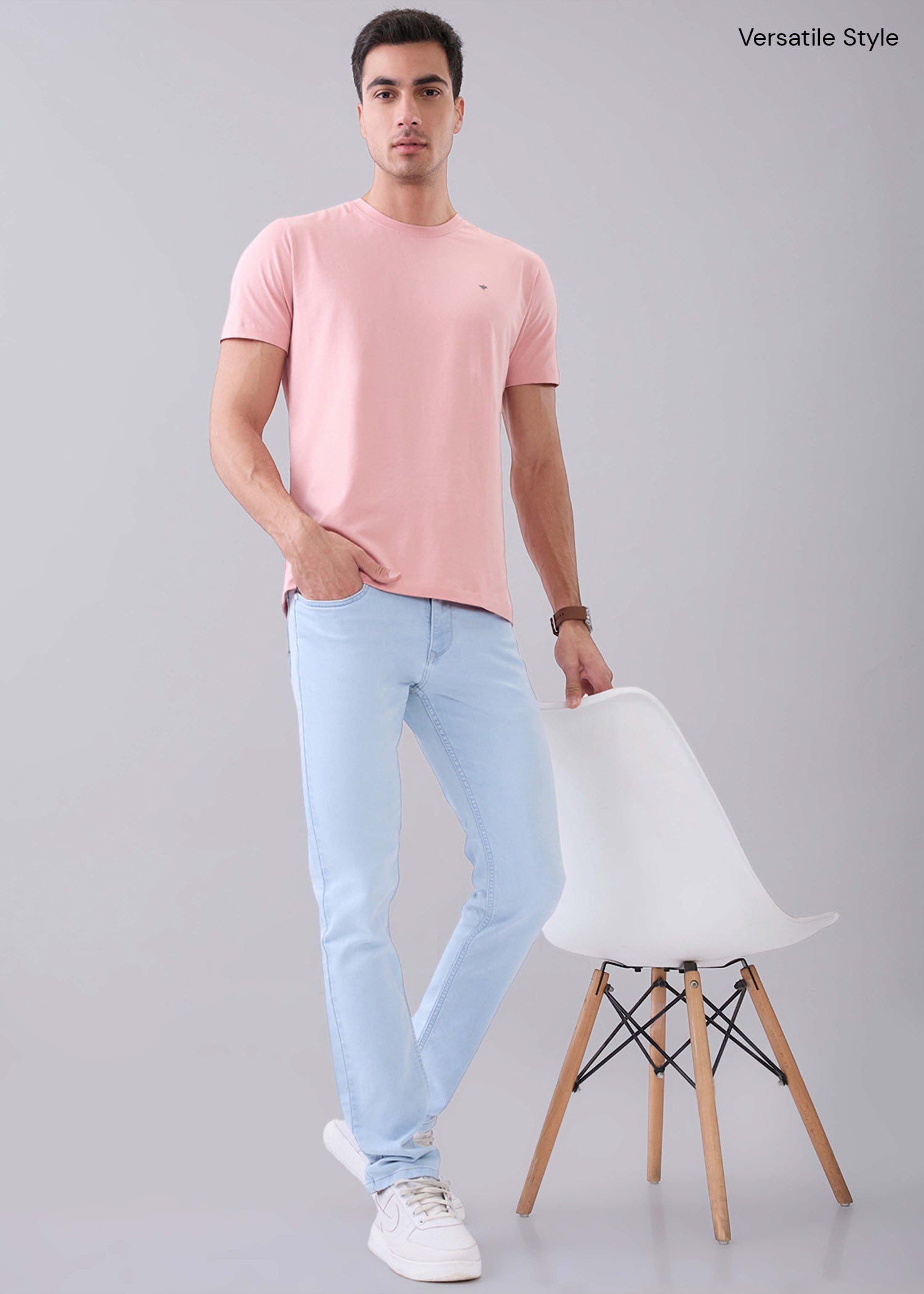 Arch Solid Half Sleeve T-Shirt: Peach