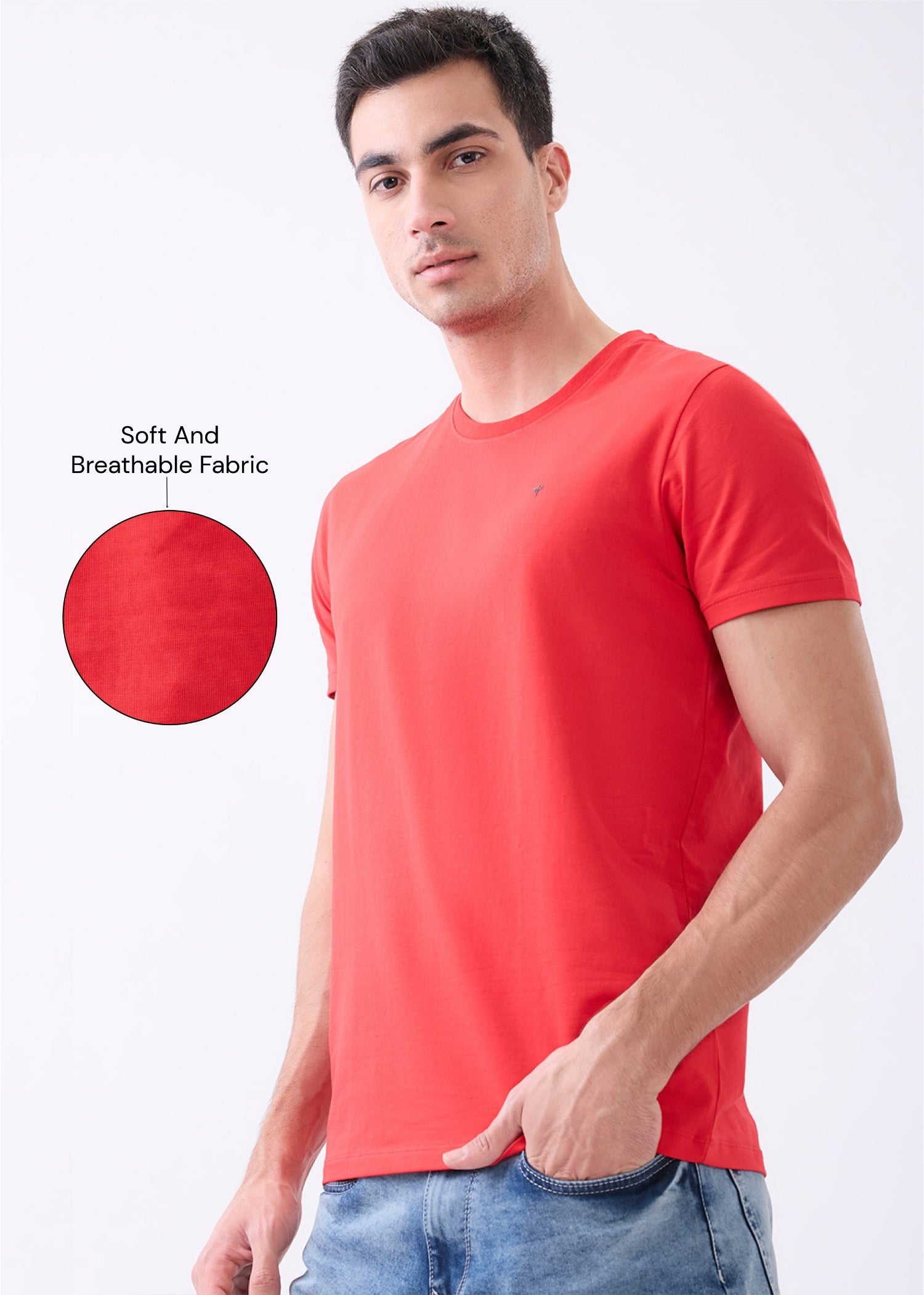 Arch Solid Half Sleeve T-Shirt: Red