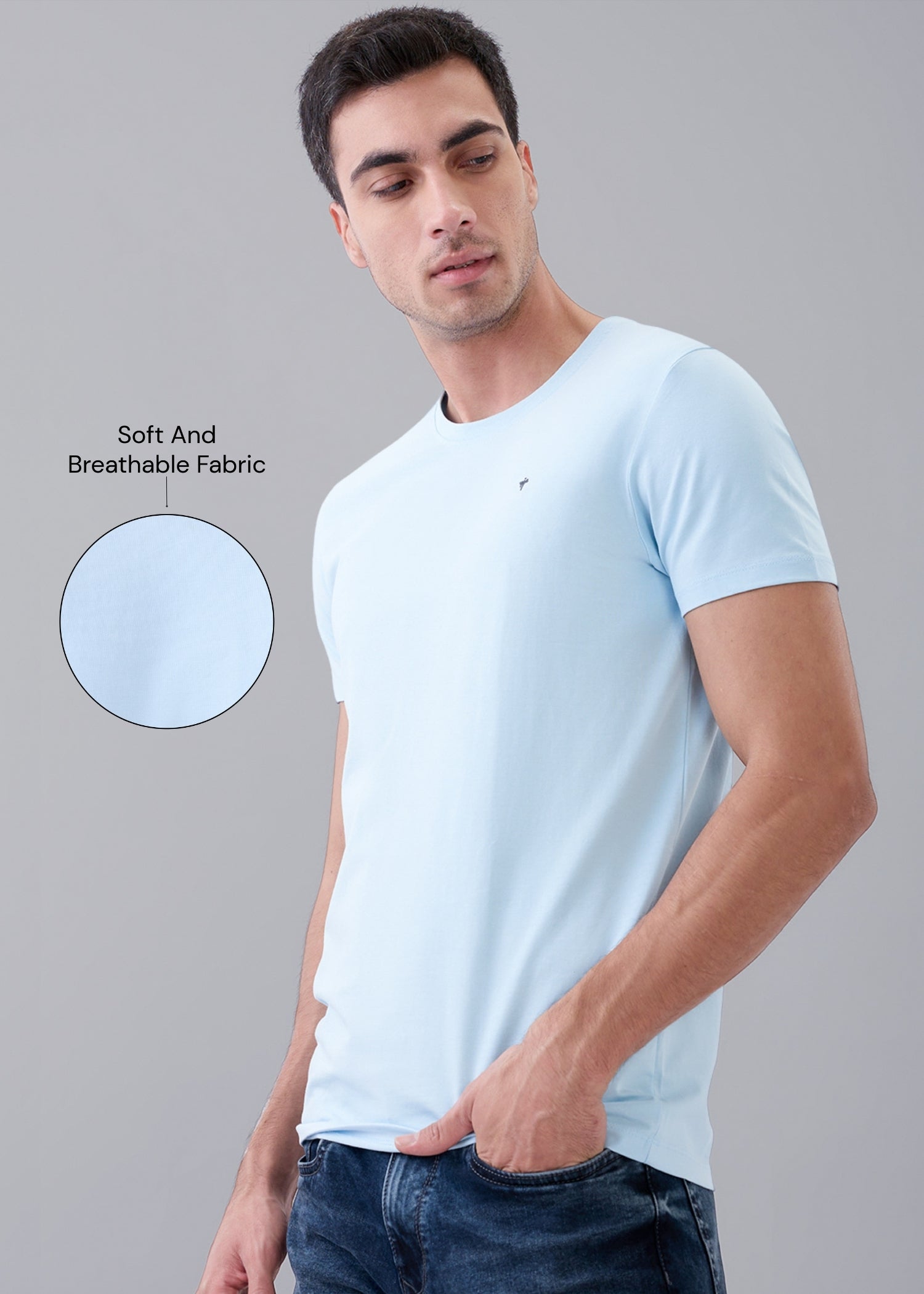 Arch Solid Half Sleeve T-Shirt: Sky Blue