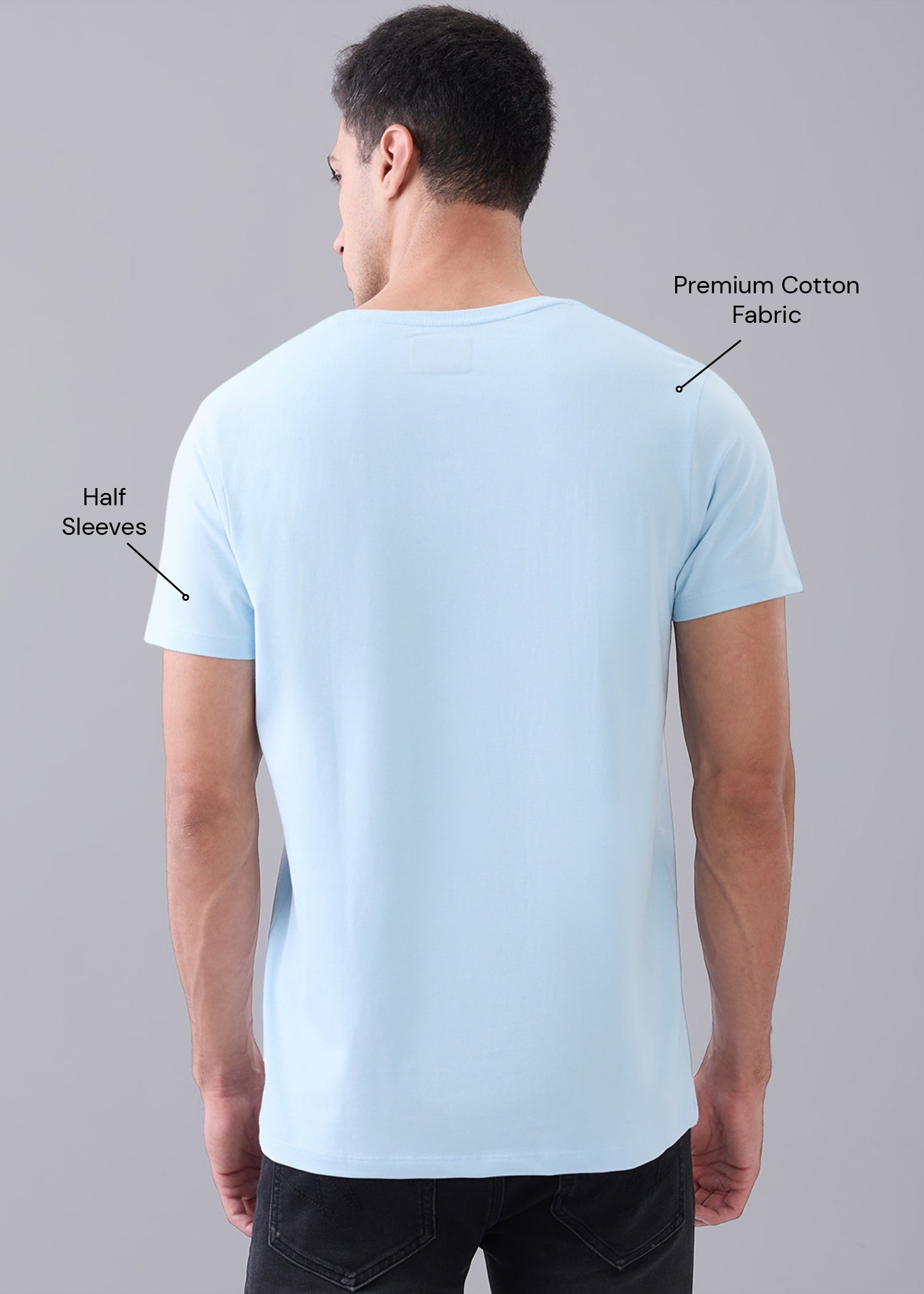 Arch Solid Half Sleeve T-Shirt: Sky Blue