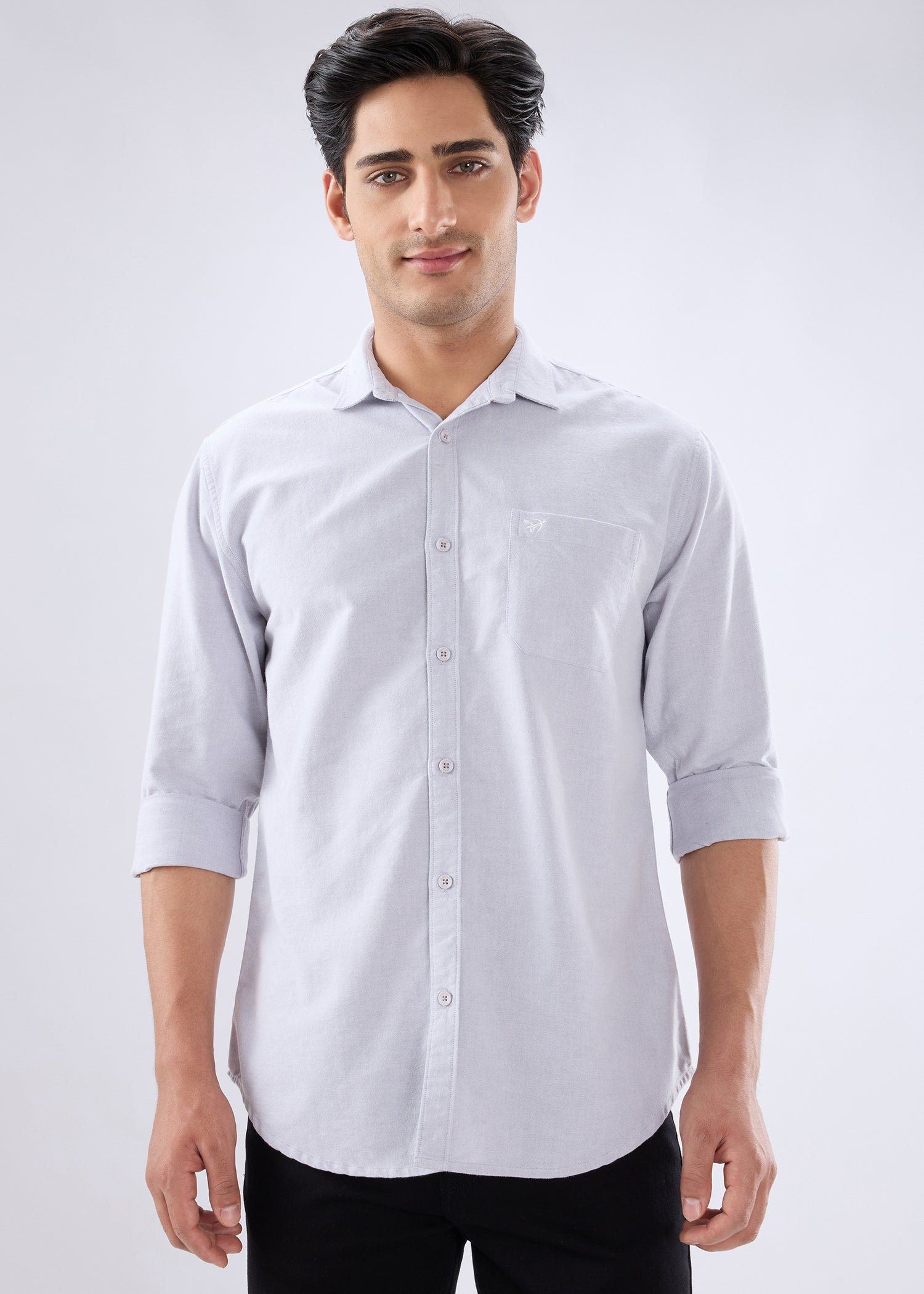 Barton Full Sleeve Shirt: Light Grey