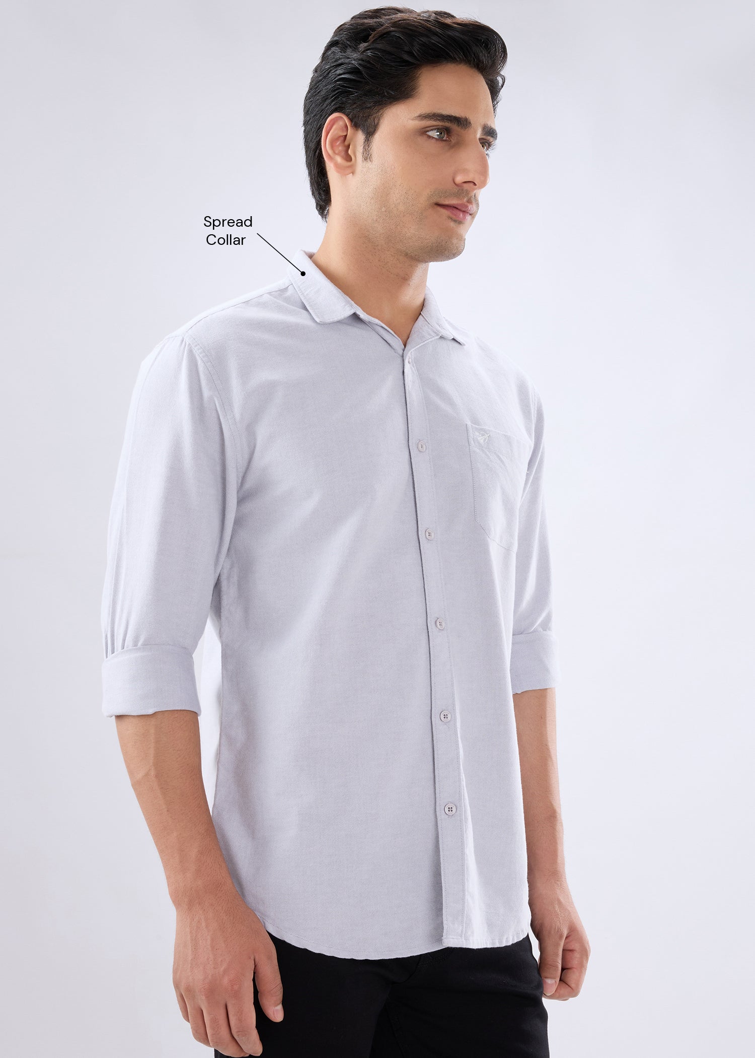 Barton Full Sleeve Shirt: Light Grey
