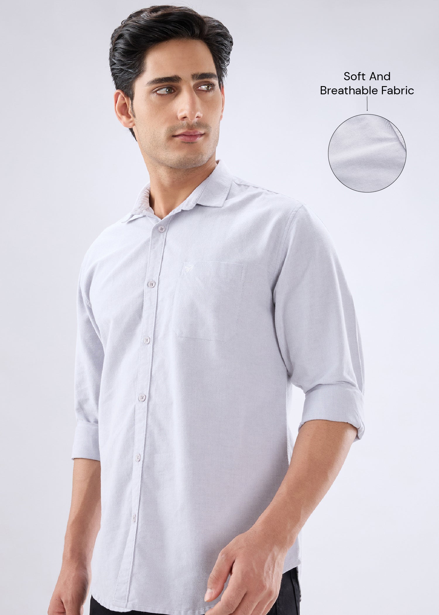 Barton Full Sleeve Shirt: Light Grey