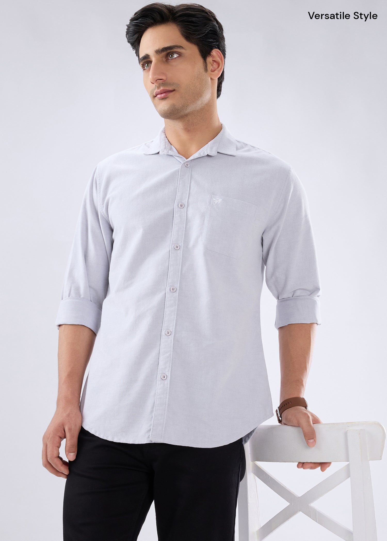 Barton Full Sleeve Shirt: Light Grey