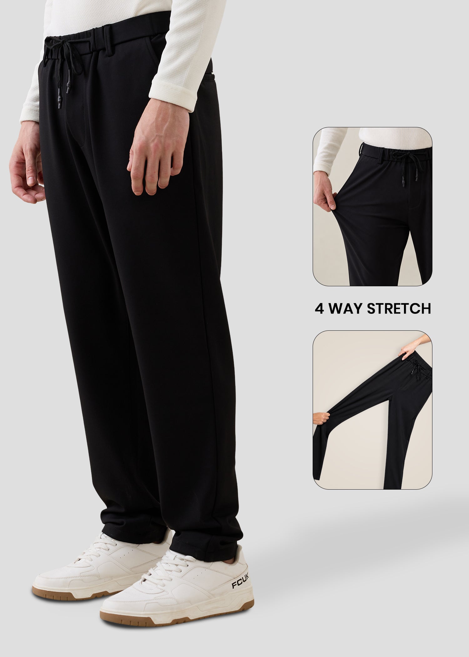 Baglis Cotton Self Fit Trouser: Black