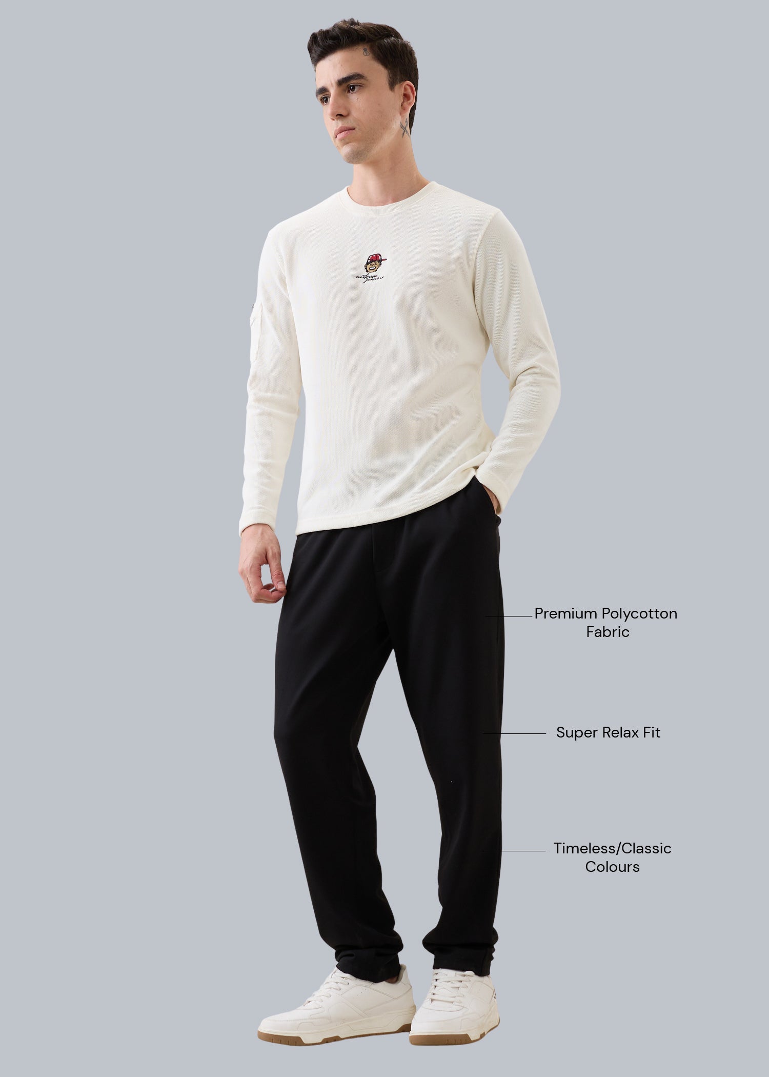 Baglis Cotton Self Fit Trouser: Black