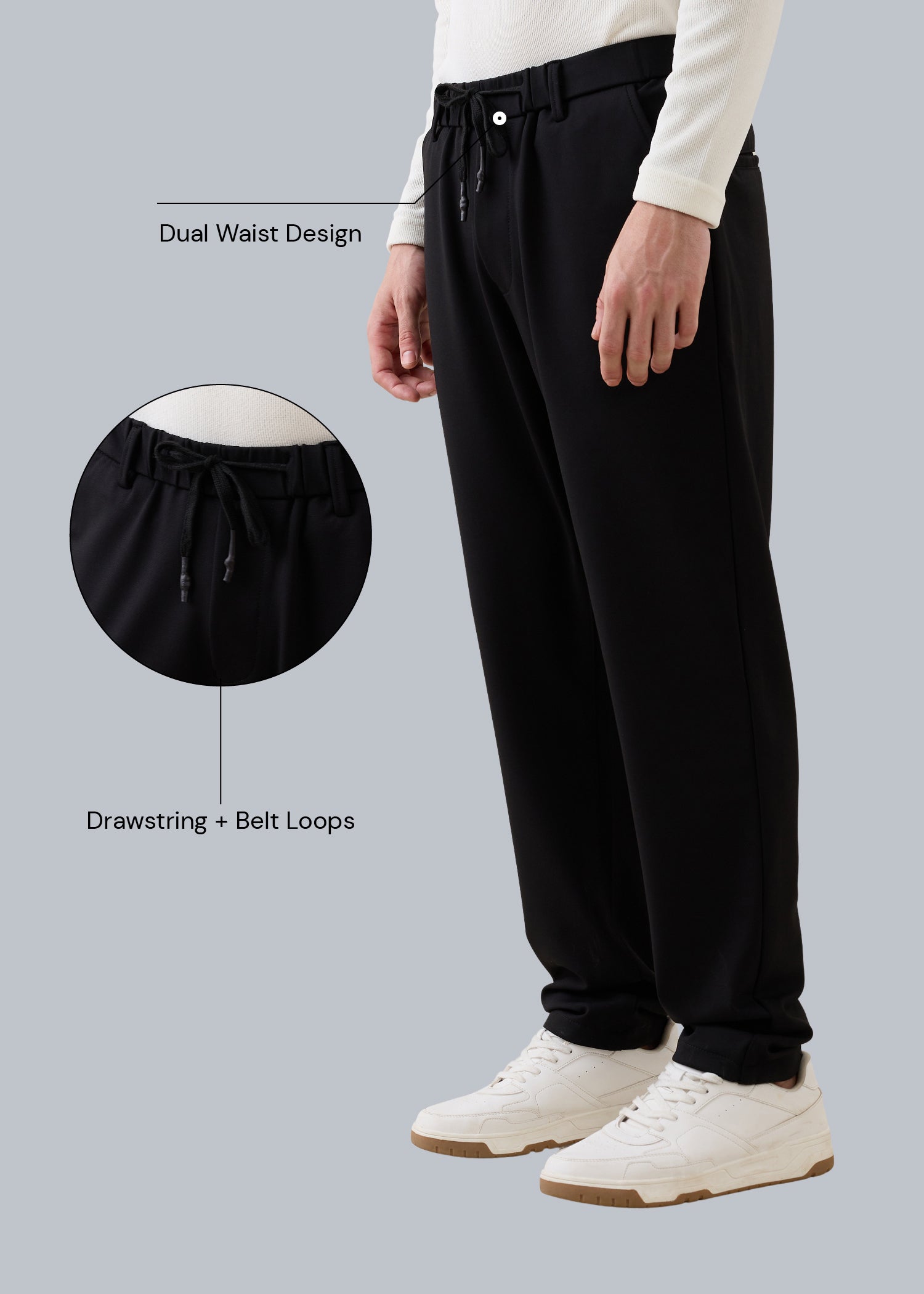 Baglis Cotton Self Fit Trouser: Black