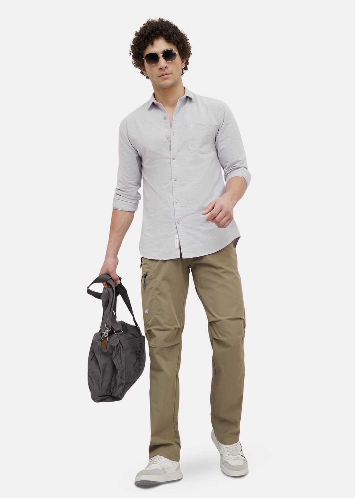 Barton Pure Cotton Oxford Full Sleeve Shirt: Light Grey