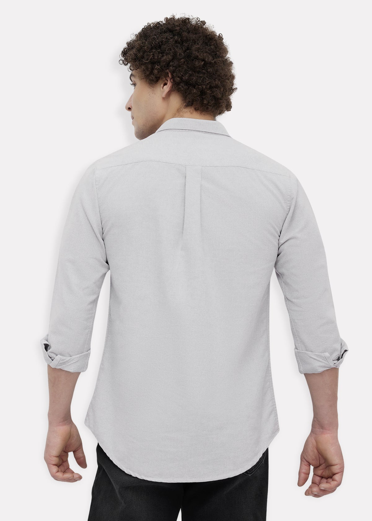 Barton Pure Cotton Oxford Full Sleeve Shirt: Light Grey