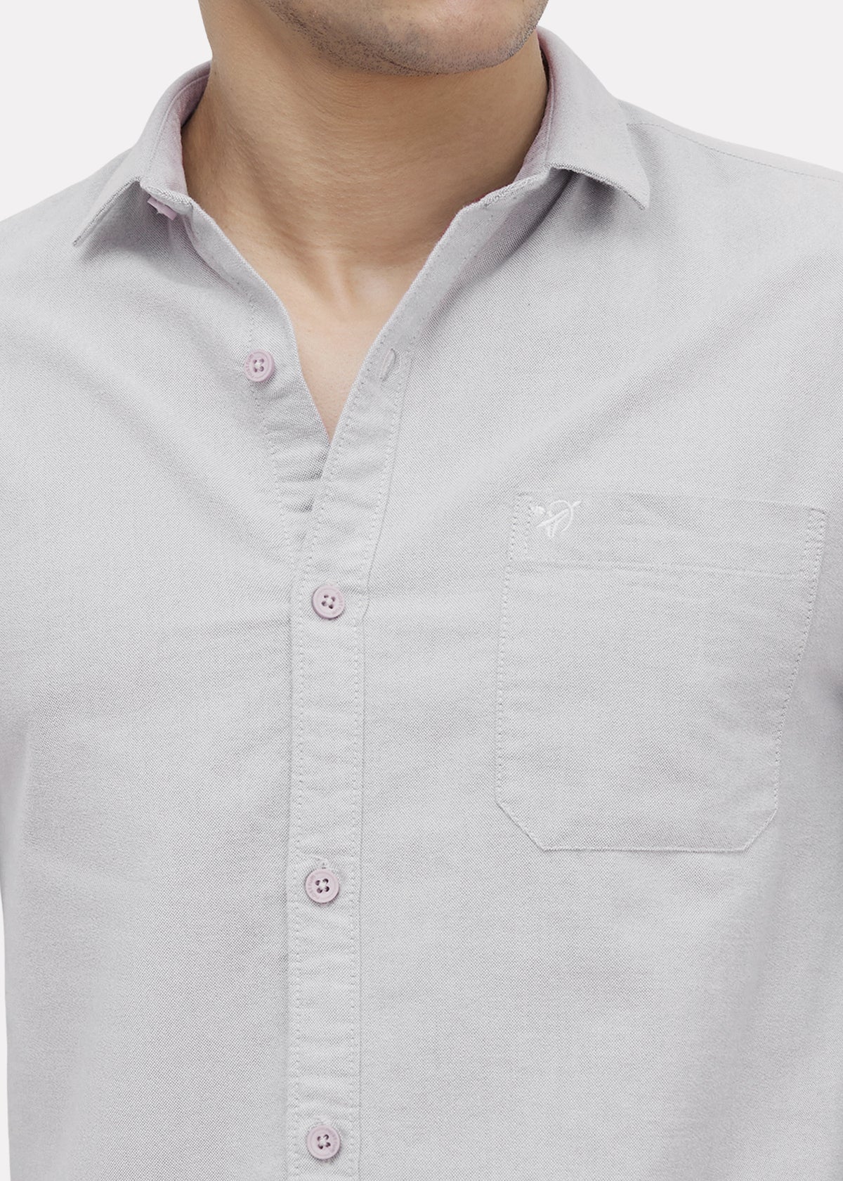 Barton Pure Cotton Oxford Full Sleeve Shirt: Light Grey