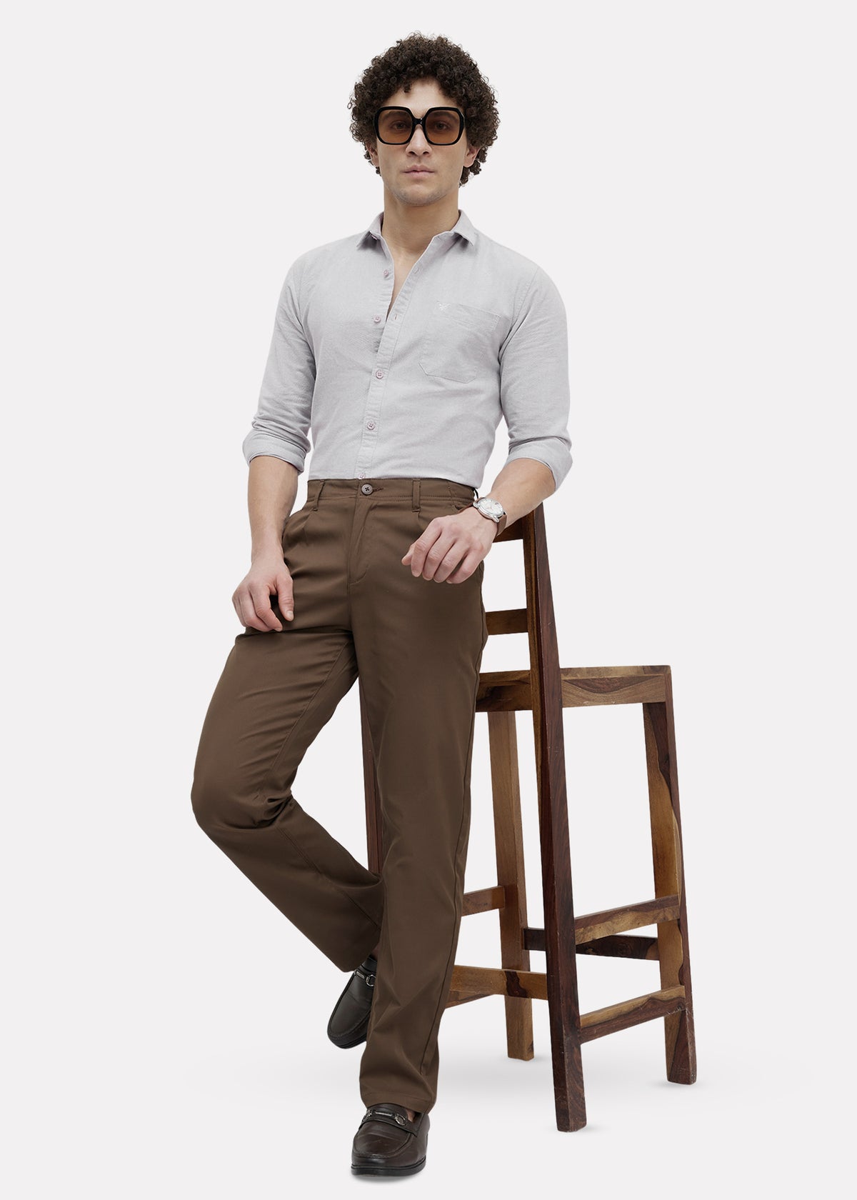 Barton Pure Cotton Oxford Full Sleeve Shirt: Light Grey