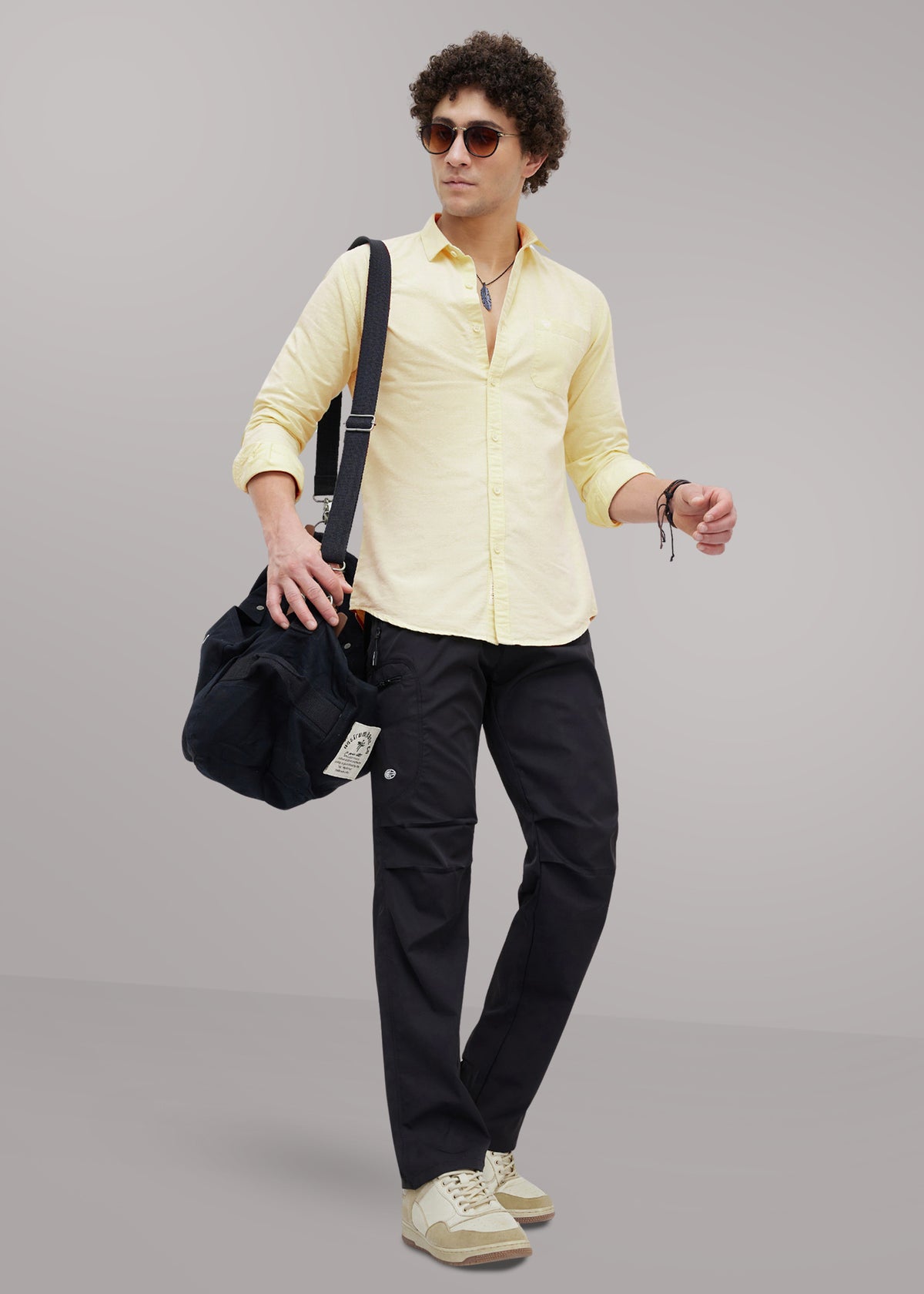 Barton Pure Cotton Oxford Full Sleeve Shirt: Lemon