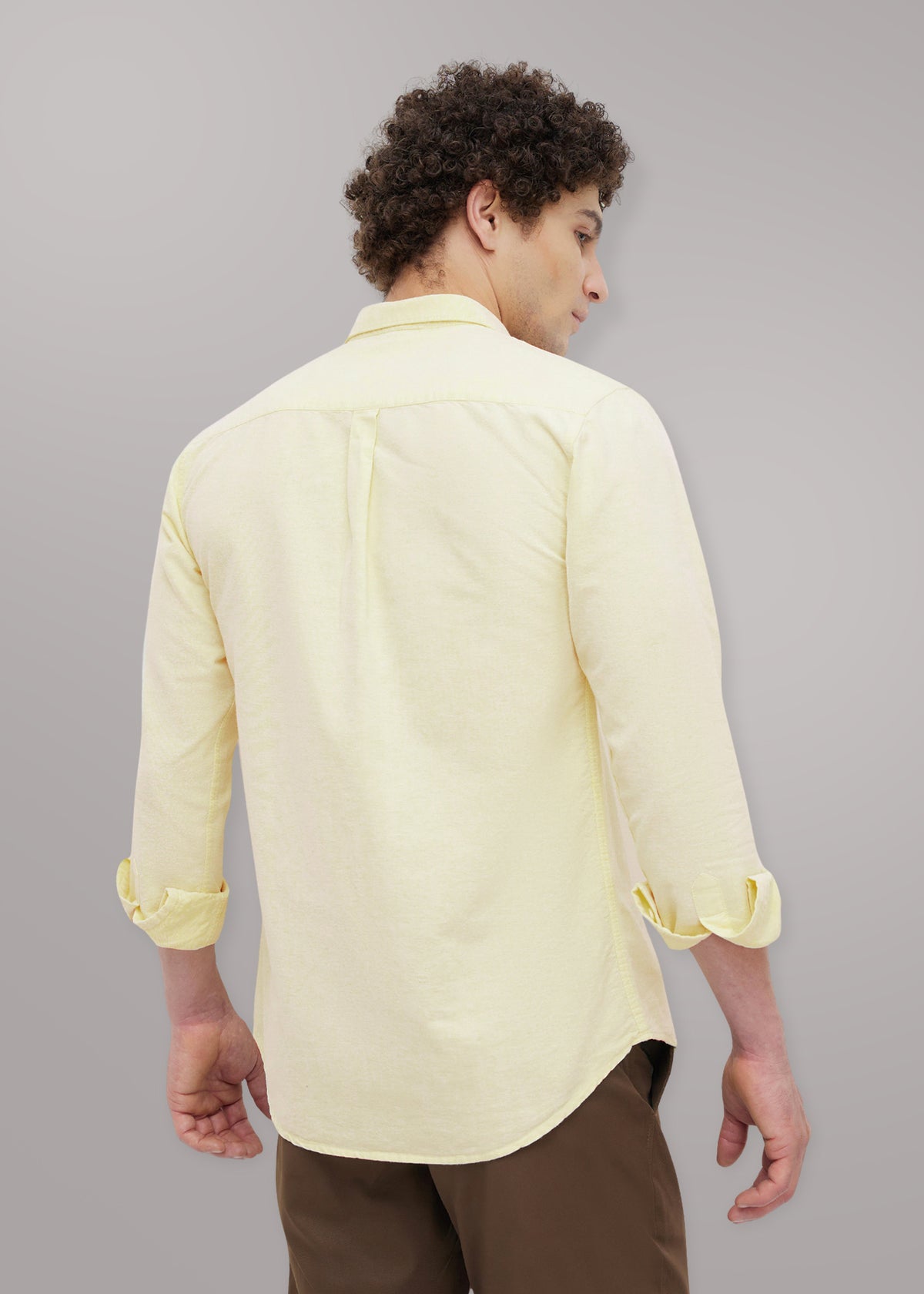 Barton Pure Cotton Oxford Full Sleeve Shirt: Lemon