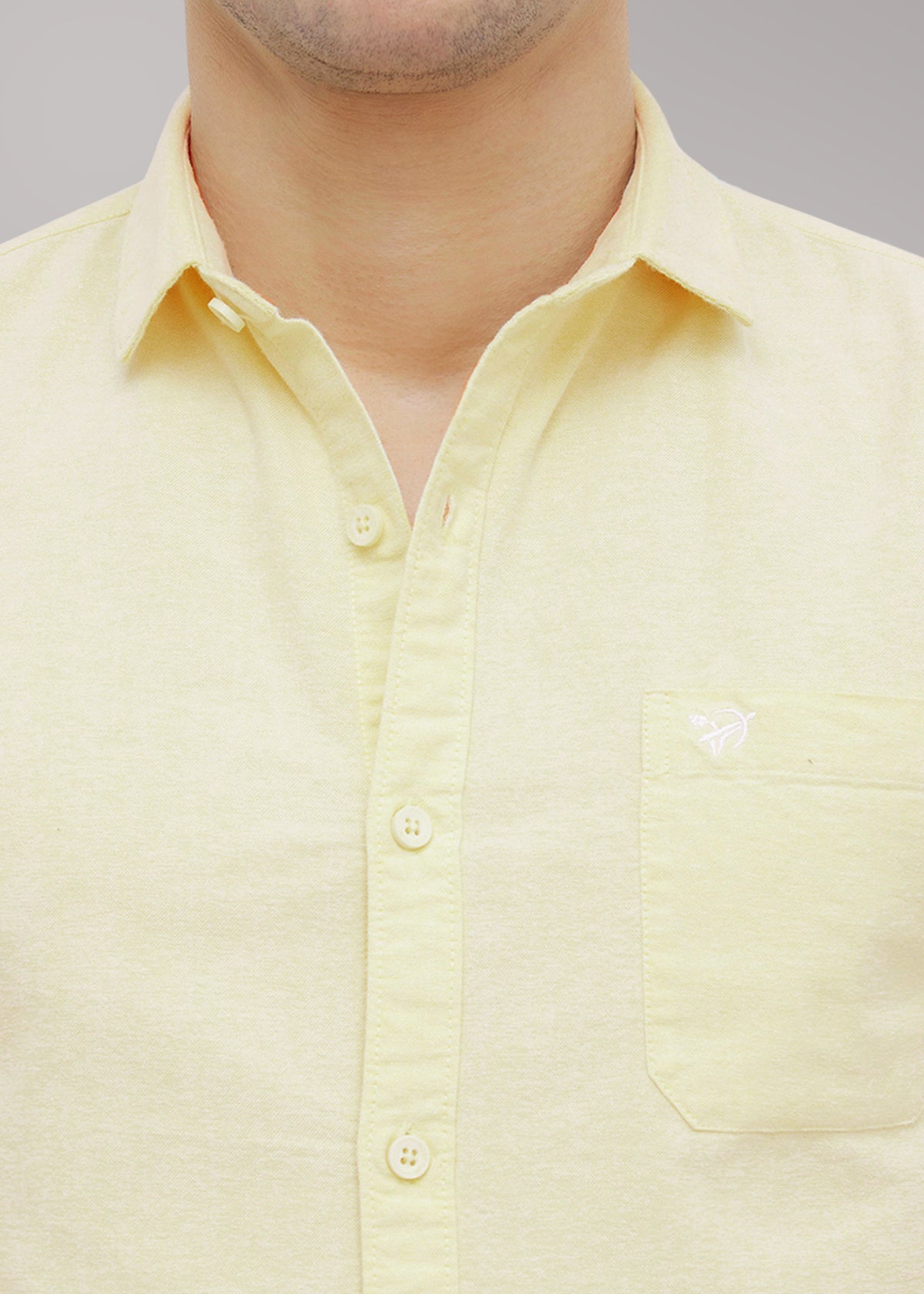 Barton Pure Cotton Oxford Full Sleeve Shirt: Lemon