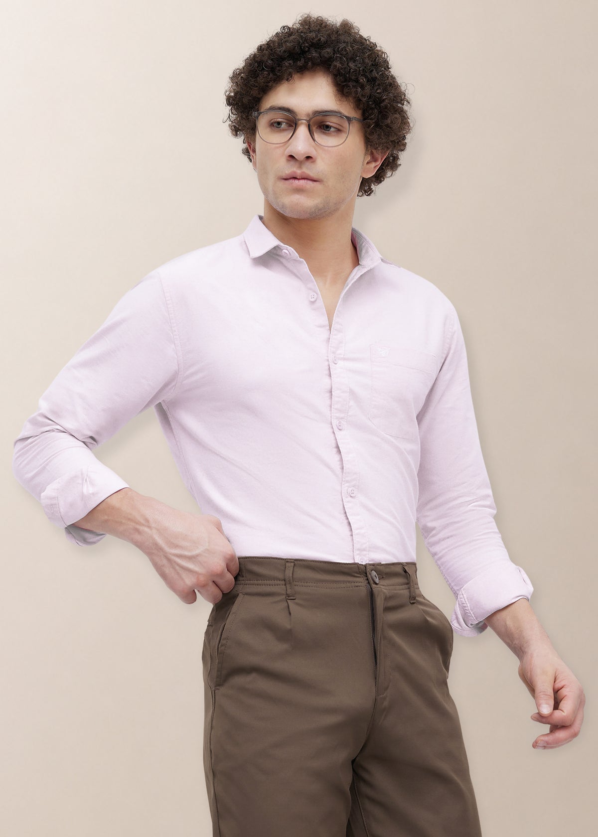 Barton Pure Cotton Oxford Full Sleeve Shirt: Rose