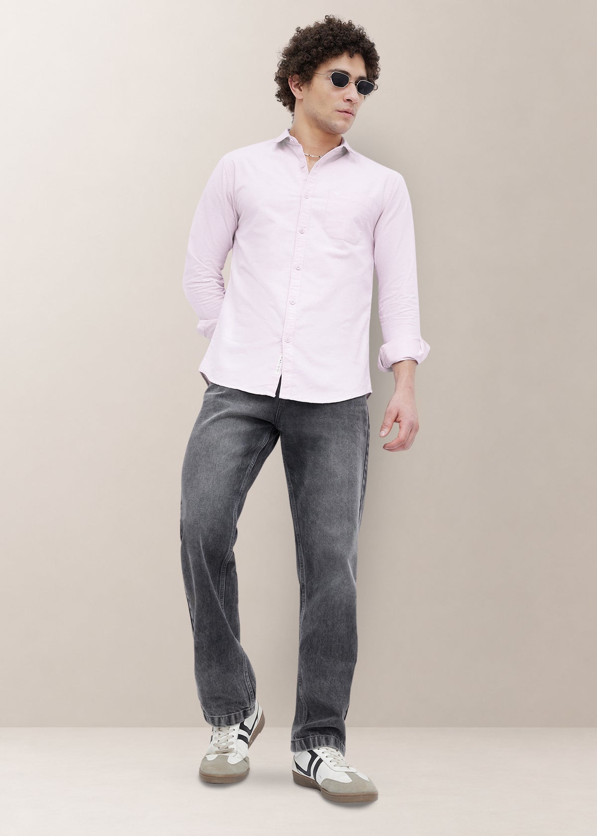 Barton Pure Cotton Oxford Full Sleeve Shirt: Rose