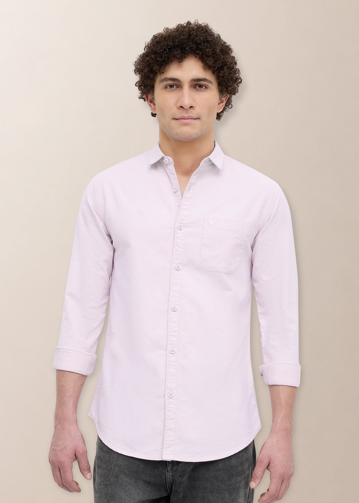 Barton Pure Cotton Oxford Full Sleeve Shirt: Rose