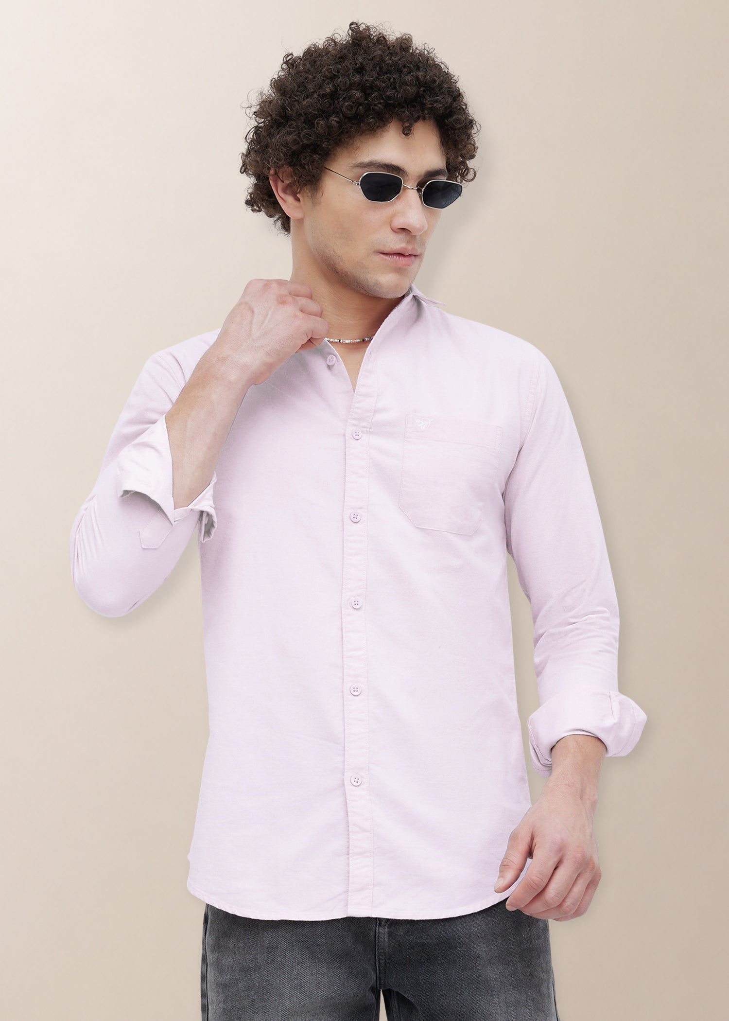 Barton Pure Cotton Oxford Full Sleeve Shirt: Rose