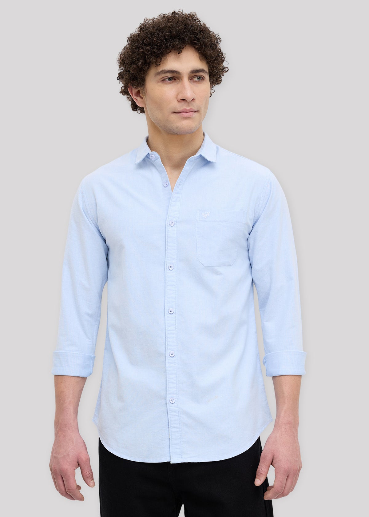 Barton Pure Cotton Oxford Full Sleeve Shirt: Sky