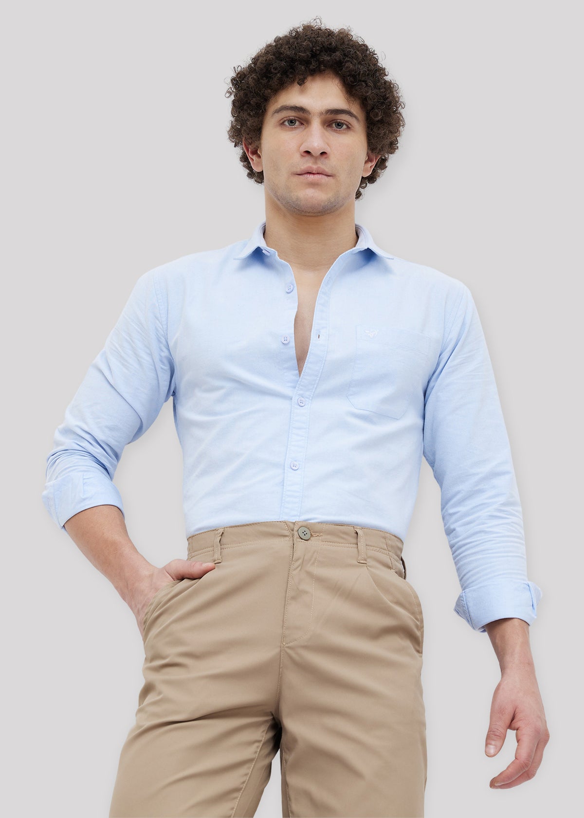 Barton Pure Cotton Oxford Full Sleeve Shirt: Sky
