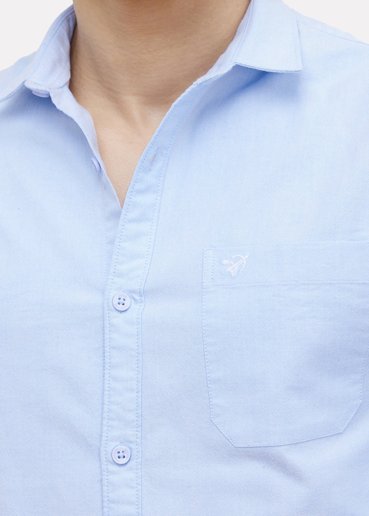 Barton Pure Cotton Oxford Full Sleeve Shirt: Sky