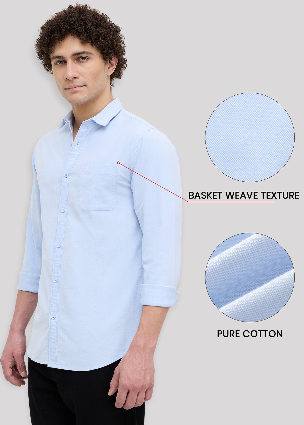 Barton Pure Cotton Oxford Full Sleeve Shirt: Sky