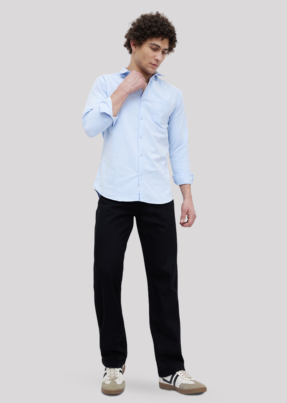 Barton Pure Cotton Oxford Full Sleeve Shirt: Sky