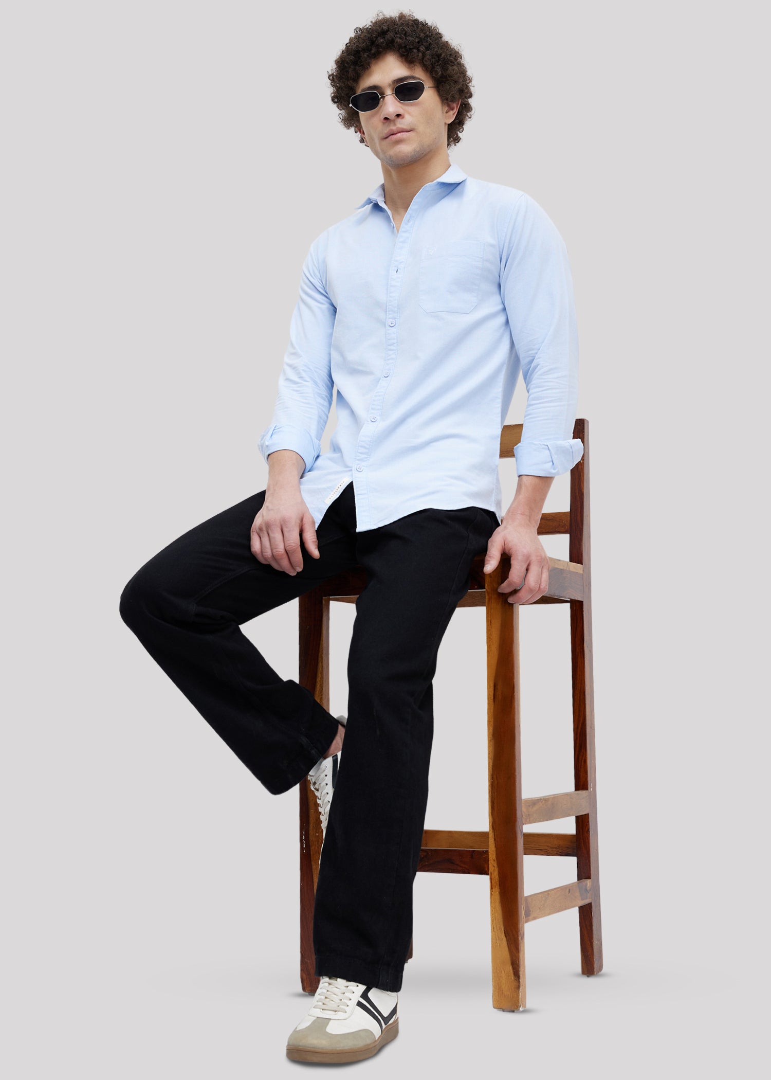 Barton Pure Cotton Oxford Full Sleeve Shirt: Sky
