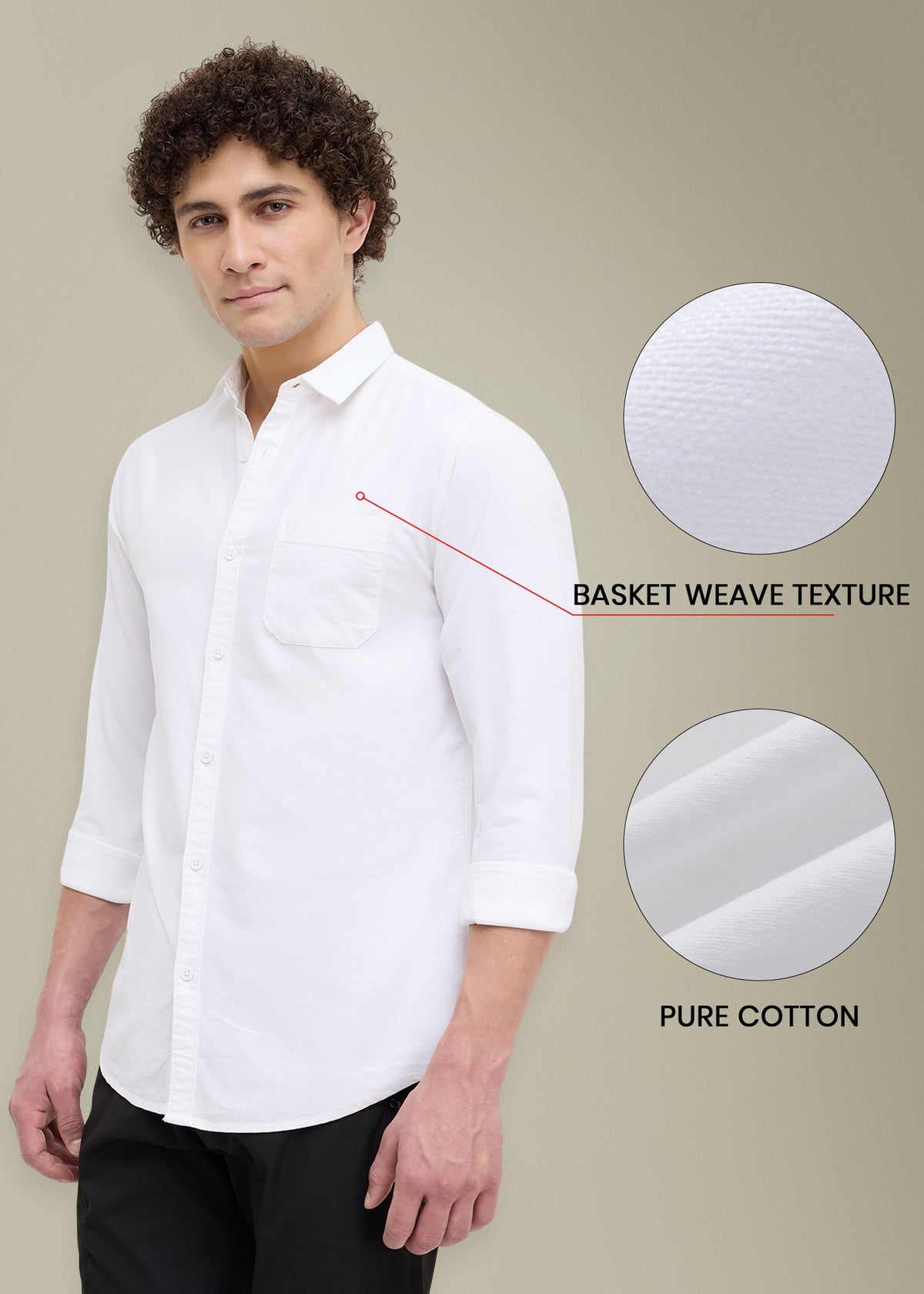 Barton Pure Cotton Oxford Full Sleeve Shirt : White