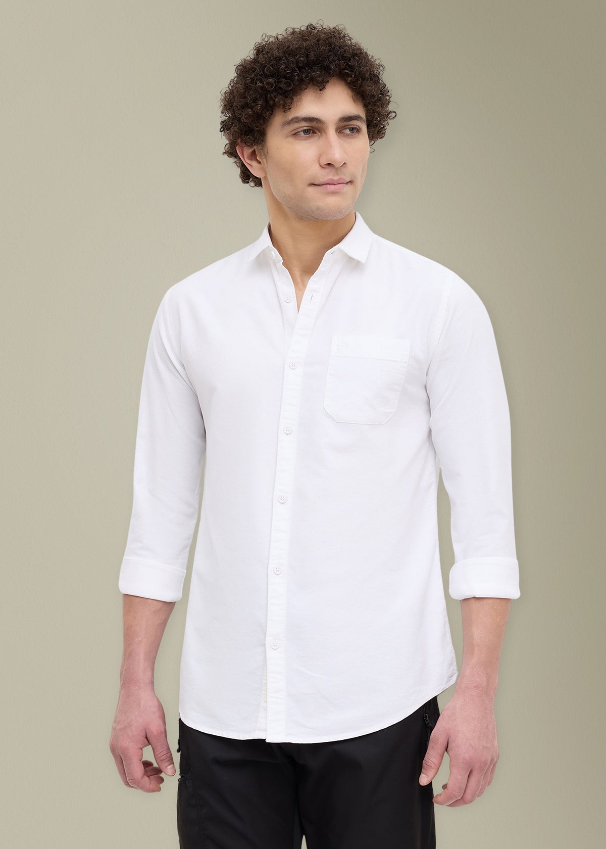 Barton Pure Cotton Oxford Full Sleeve Shirt : White