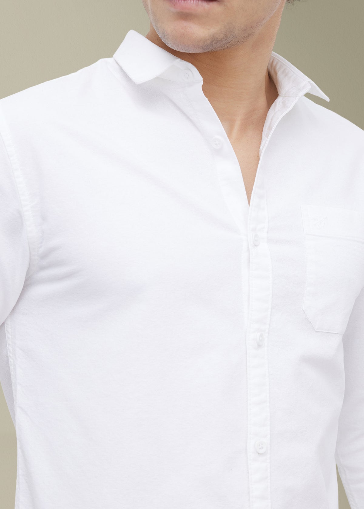 Barton Pure Cotton Oxford Full Sleeve Shirt : White