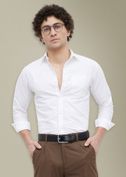 Barton Pure Cotton Oxford Full Sleeve Shirt : White