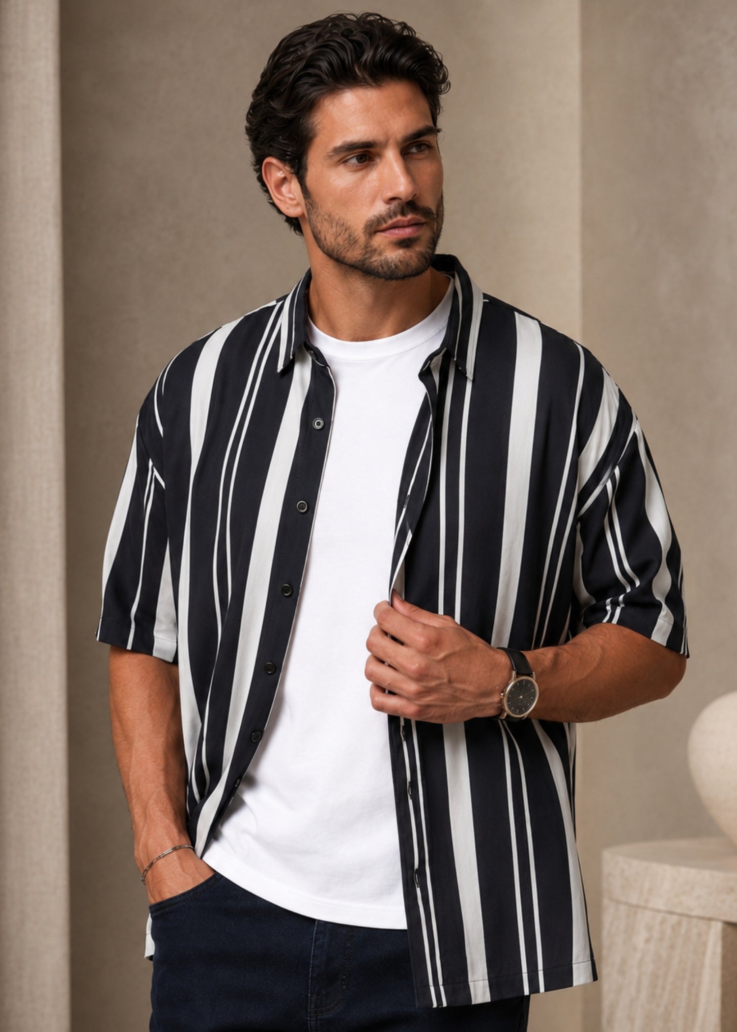 Bechtol Striped Oversized Shirt
