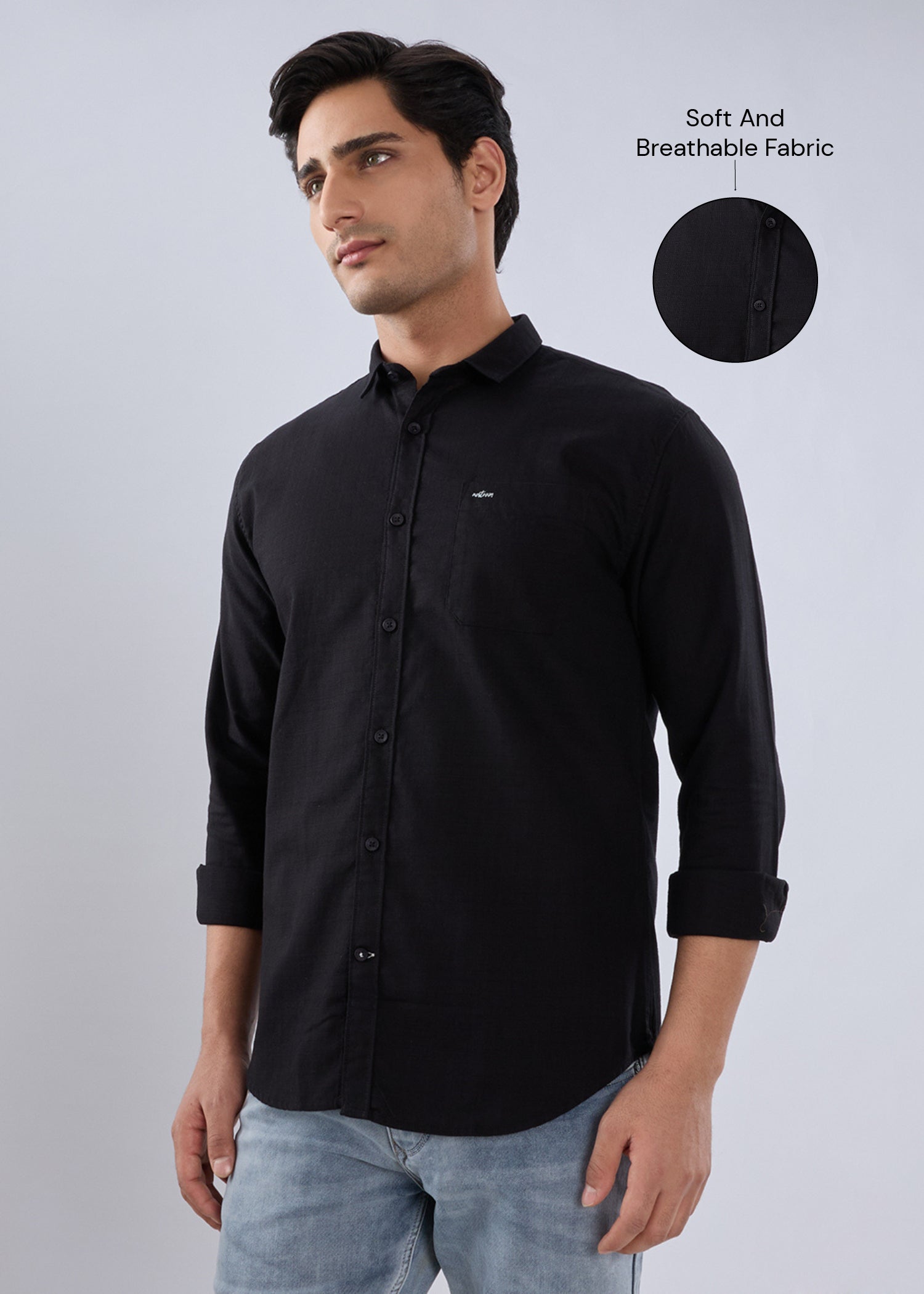 Contain Solid Full Sleeve Shirt