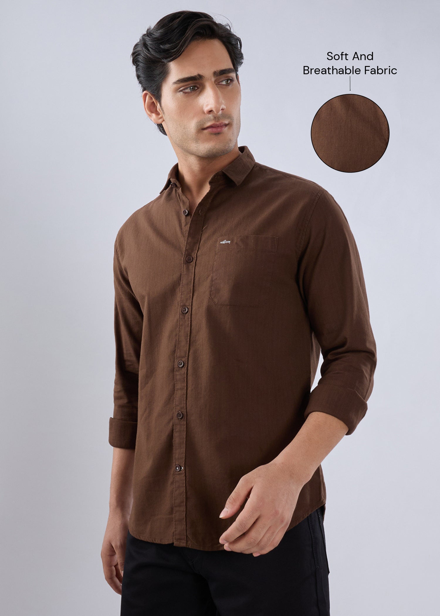 Contain Solid Full Sleeve Shirt
