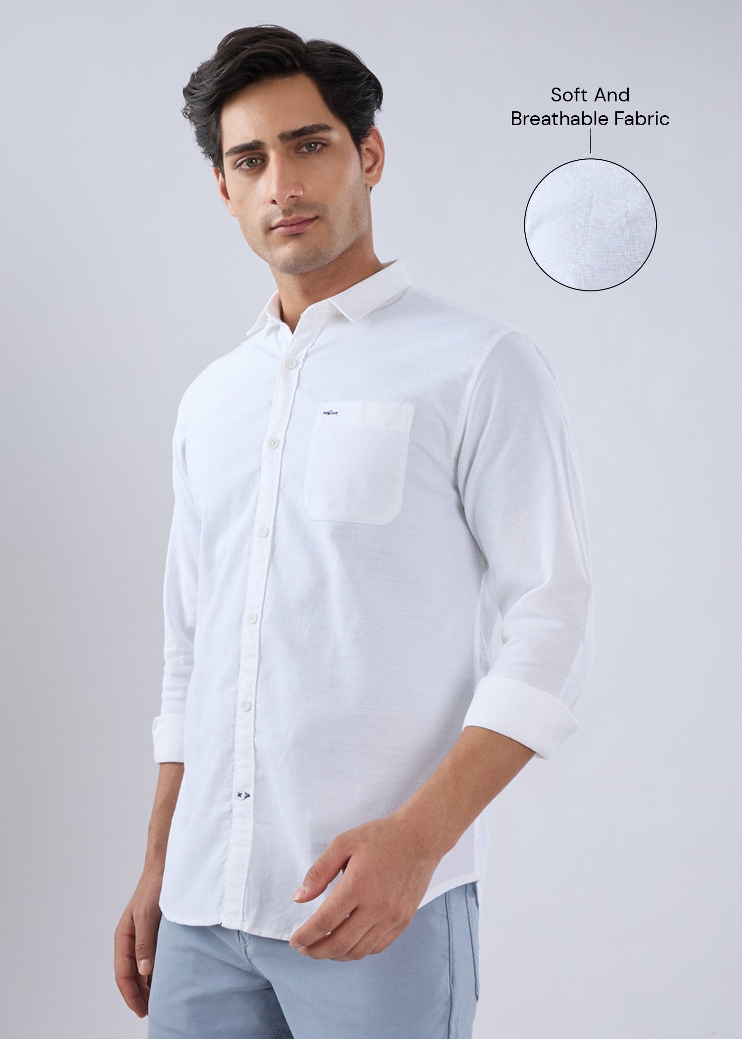 Contain Solid Full Sleeve Shirt