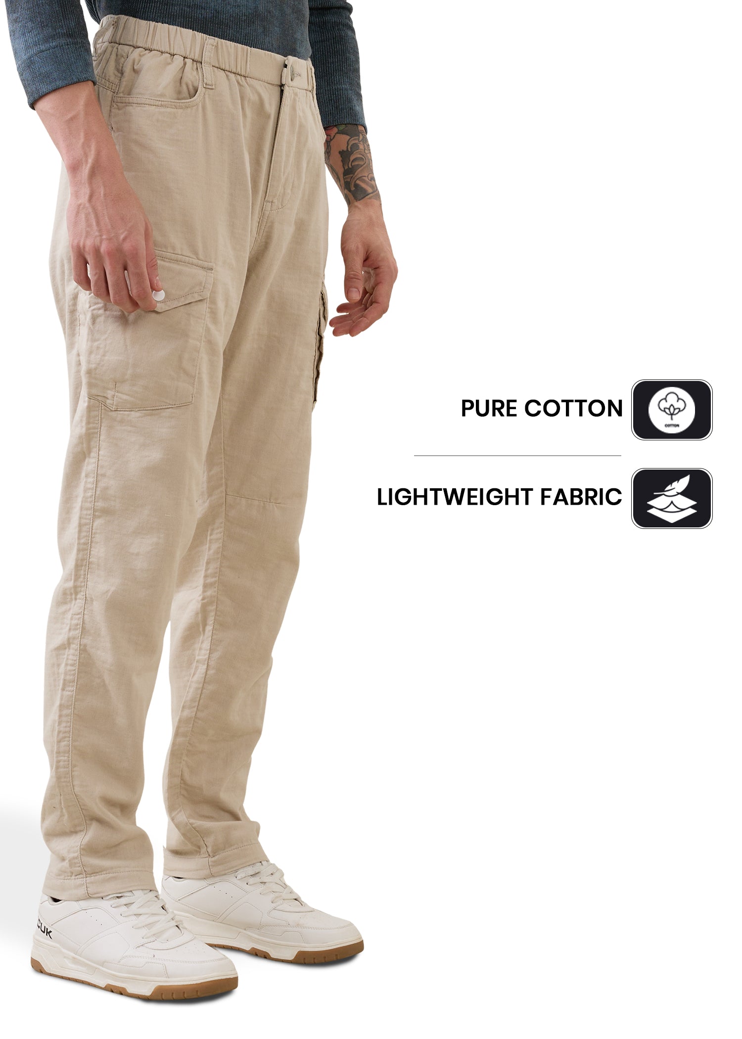 Canopy Pure Cotton Relaxed Cargo : Beige