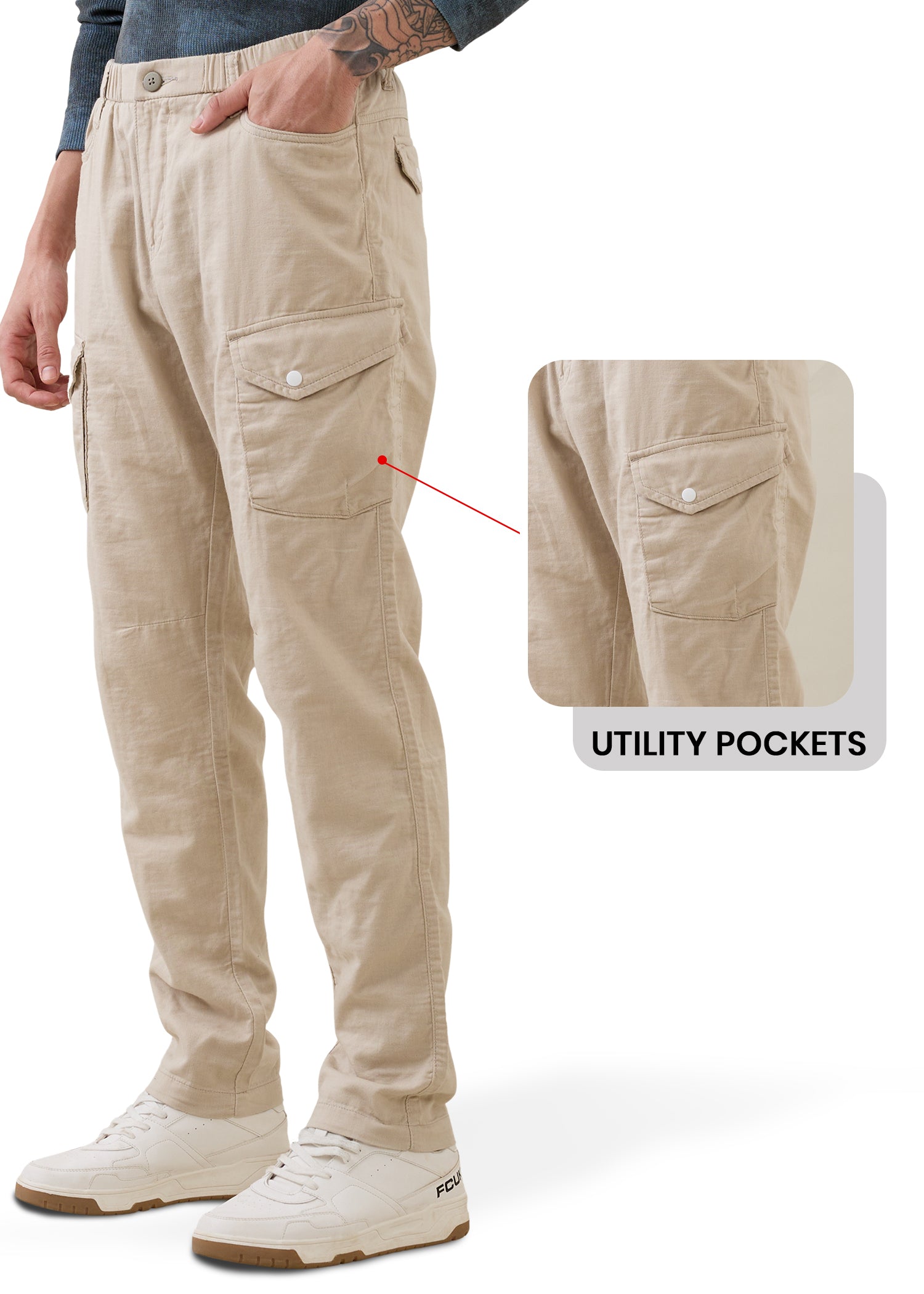 Canopy Pure Cotton Relaxed Cargo : Beige