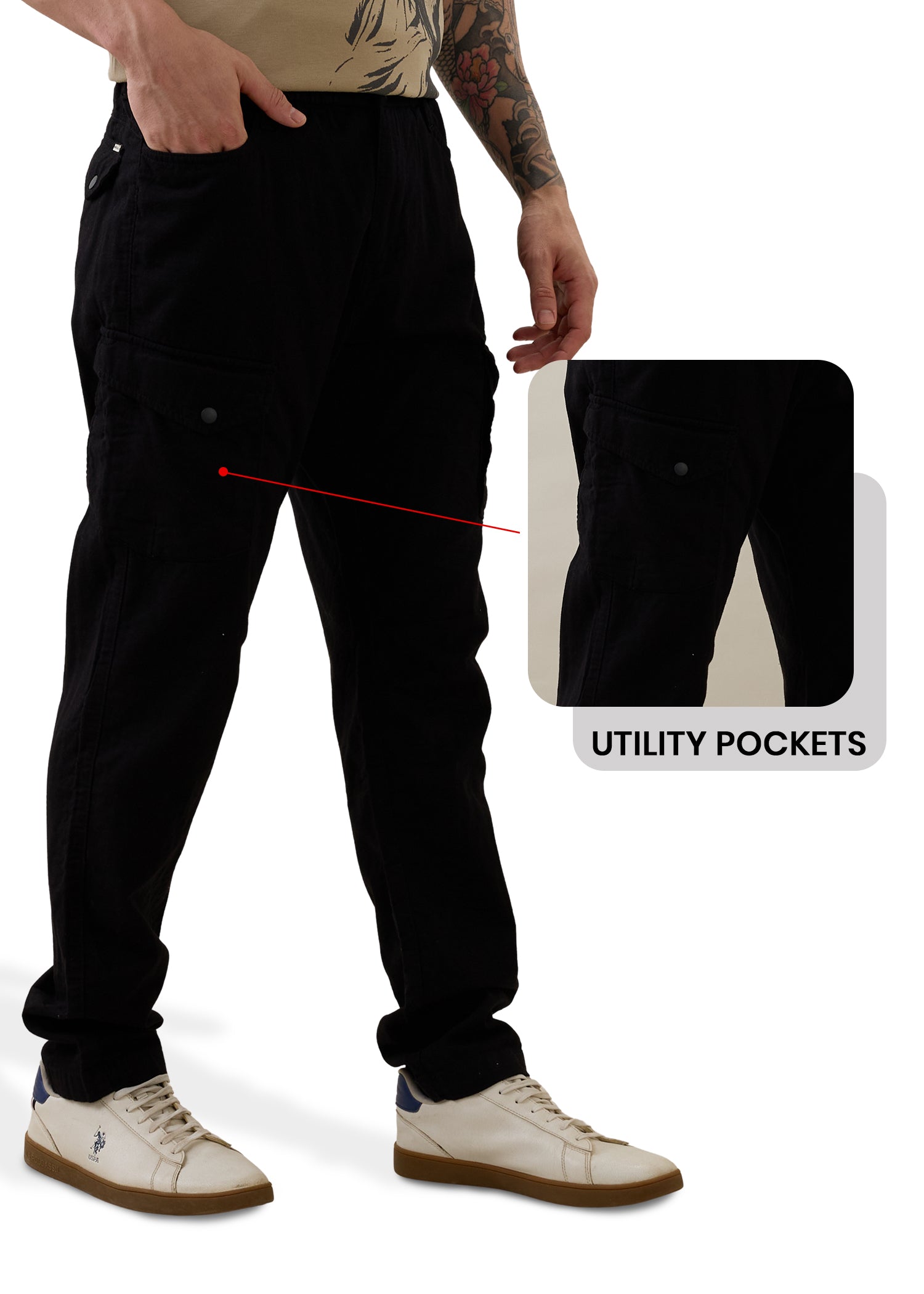 Canopy Linen Relaxed Cargo : Black
