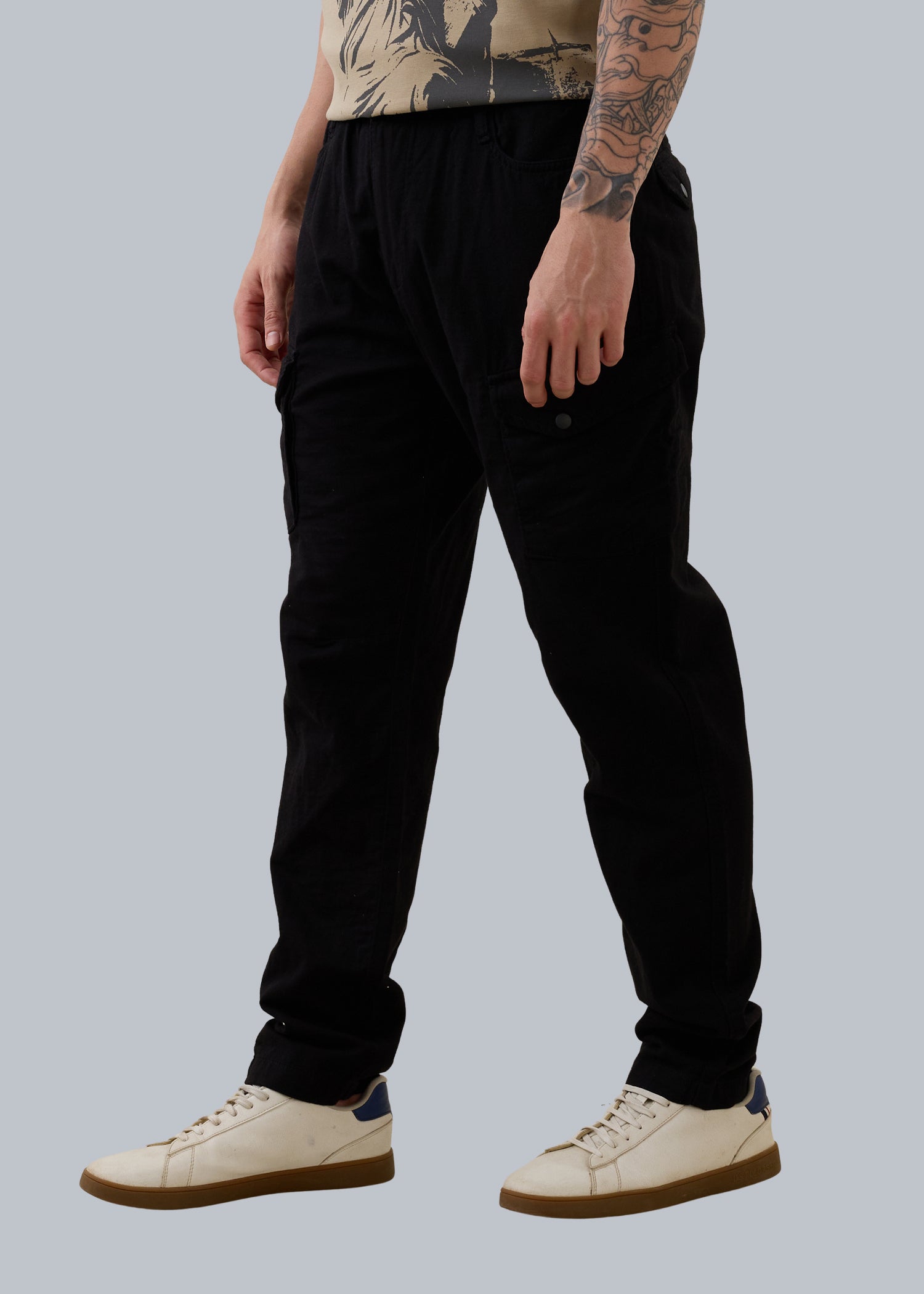 Canopy Linen Relaxed Cargo: Black