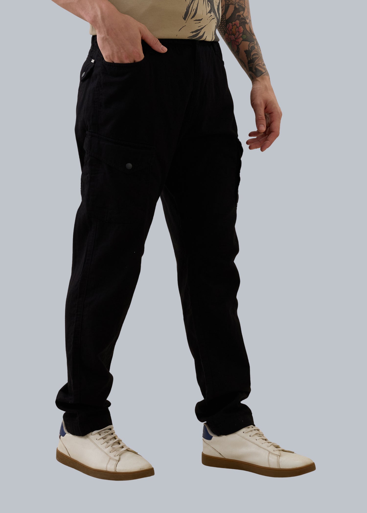 Canopy Linen Relaxed Cargo: Black