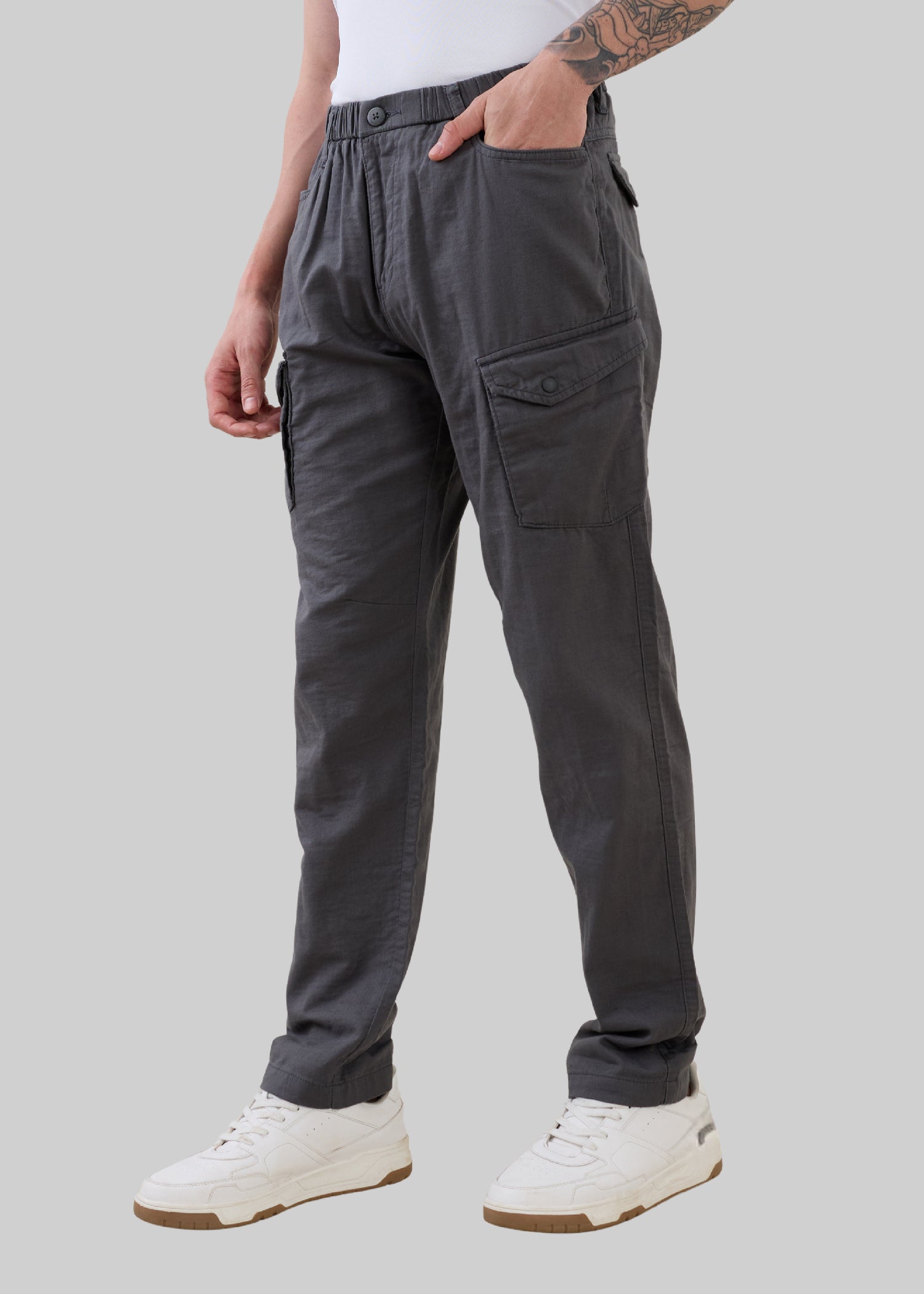 Nostrum Canopy Linen Relaxed fit Grey Cargo for Men