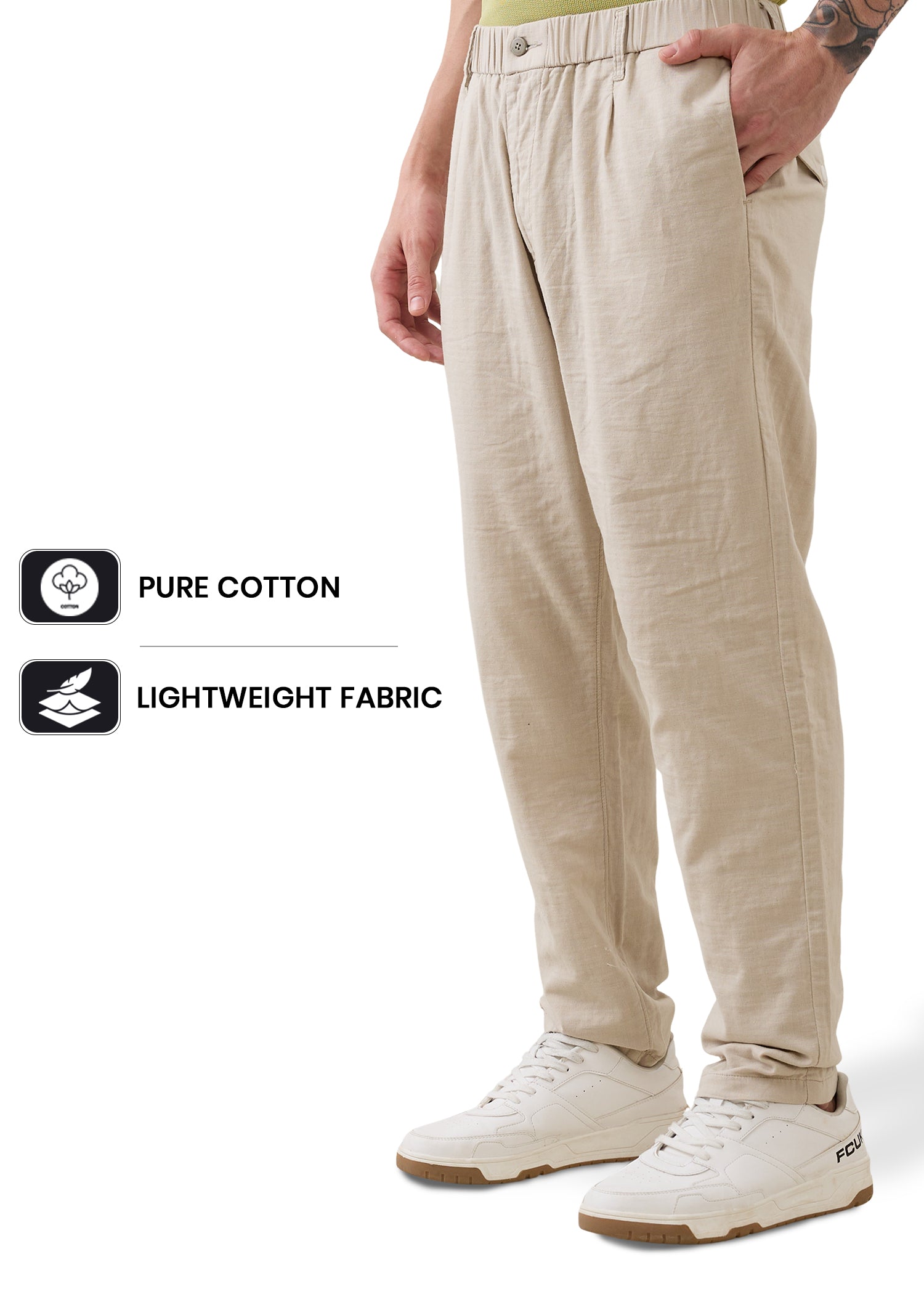 Ceylon Linen Blend Relaxed Trouser: Beige