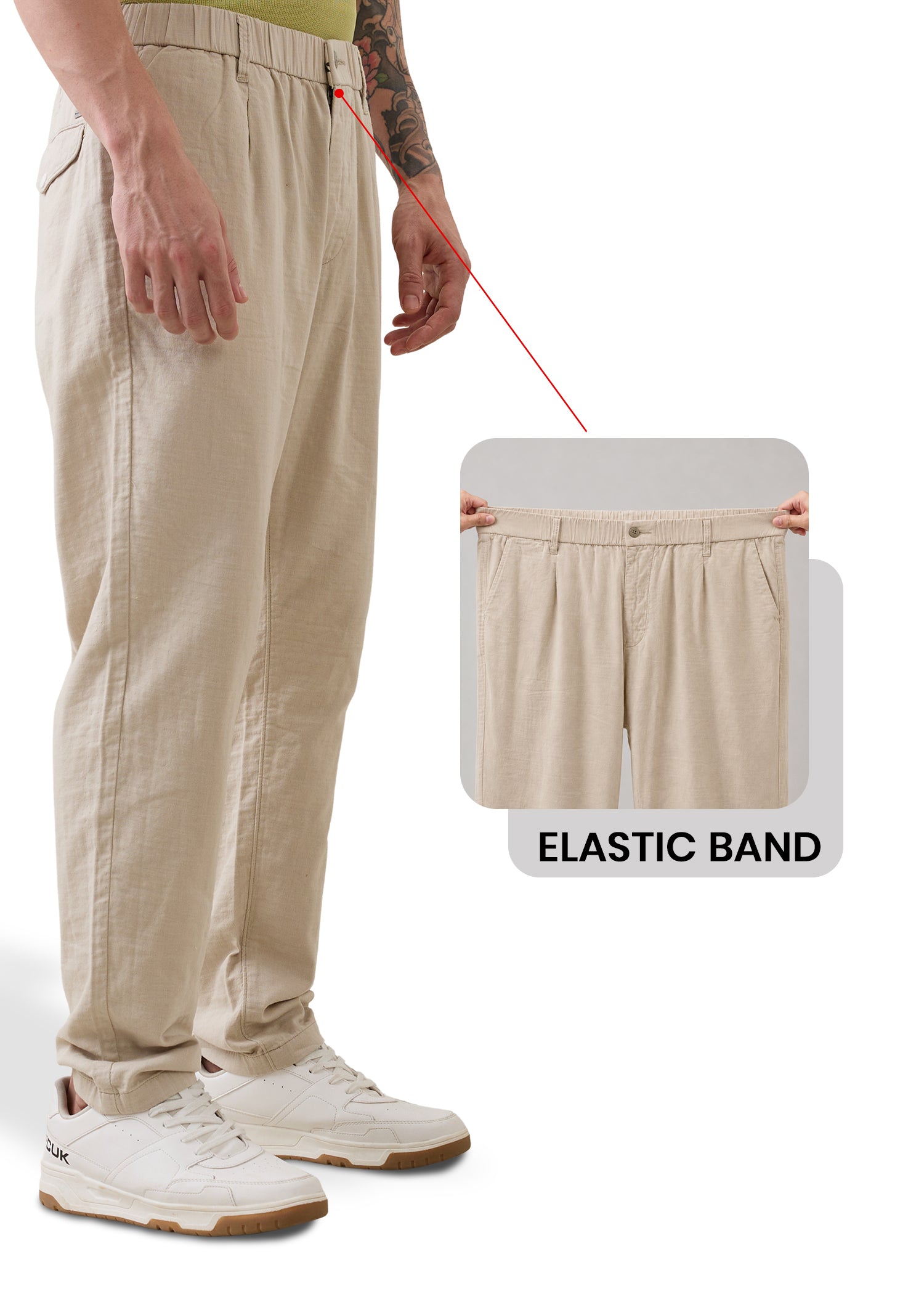 Ceylon Linen Blend Relaxed Trouser: Beige