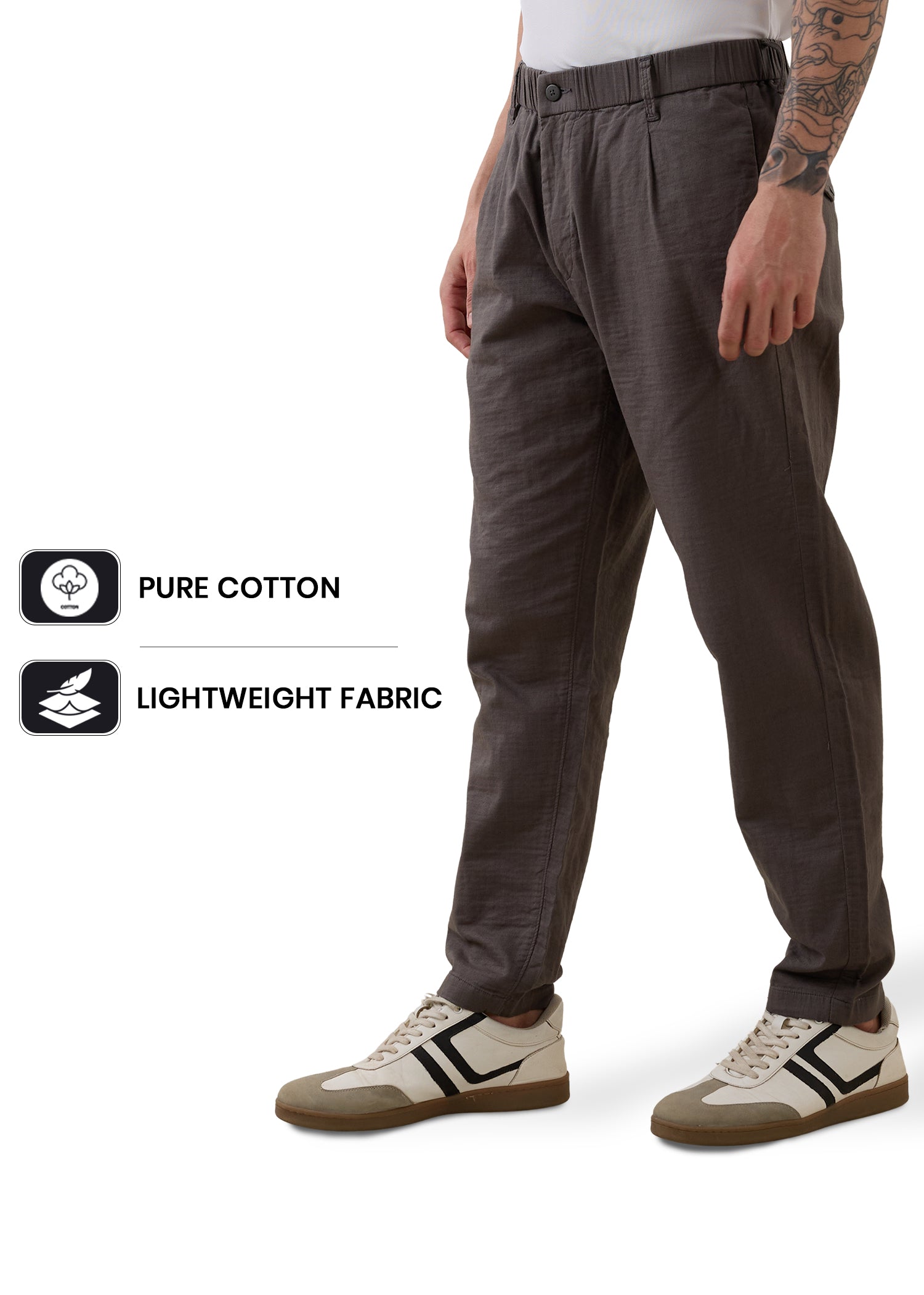 Ceylon Linen Blend Relaxed Trouser: Grey